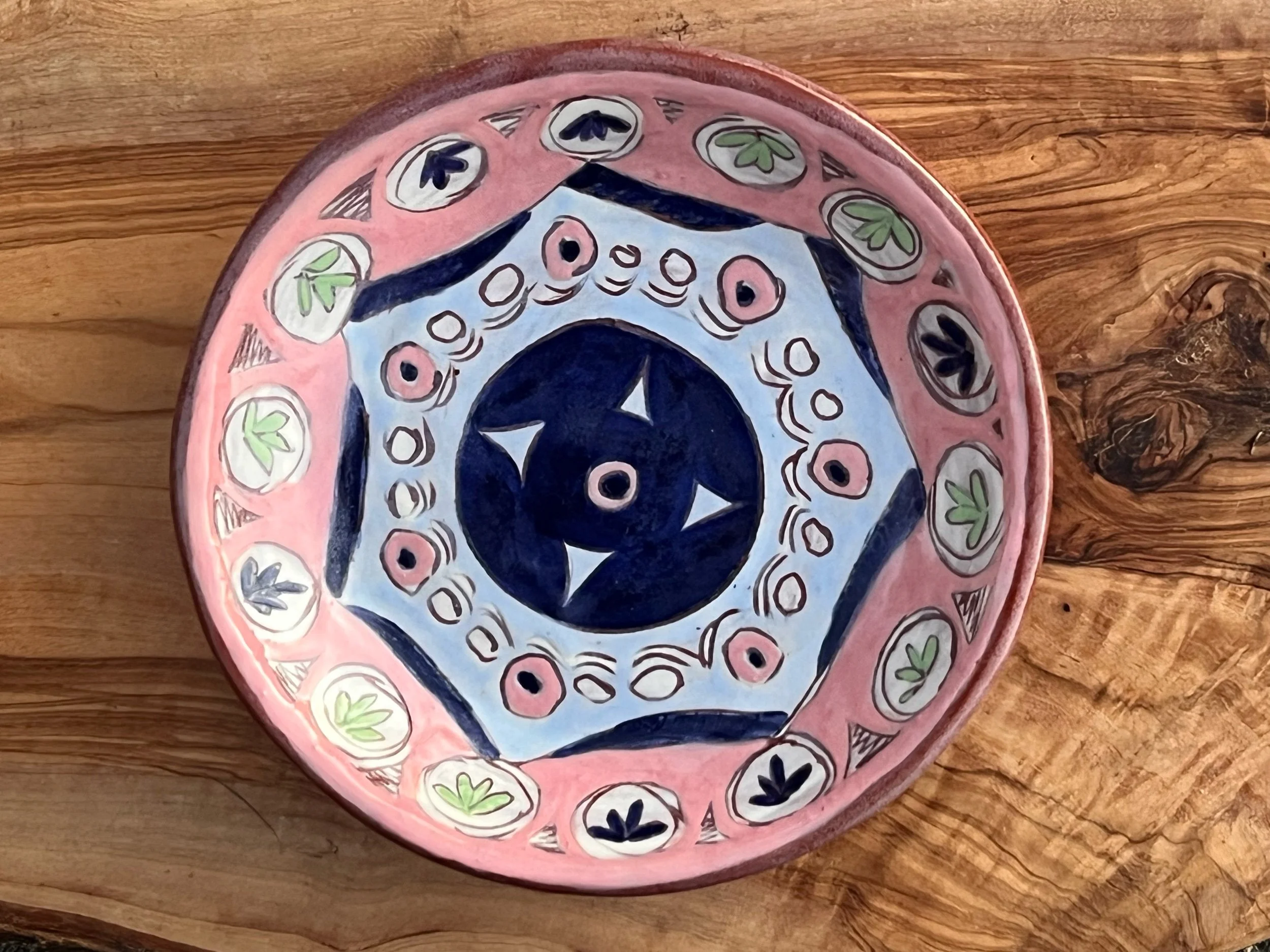 Pink and Navy mandala Trinket Plate
