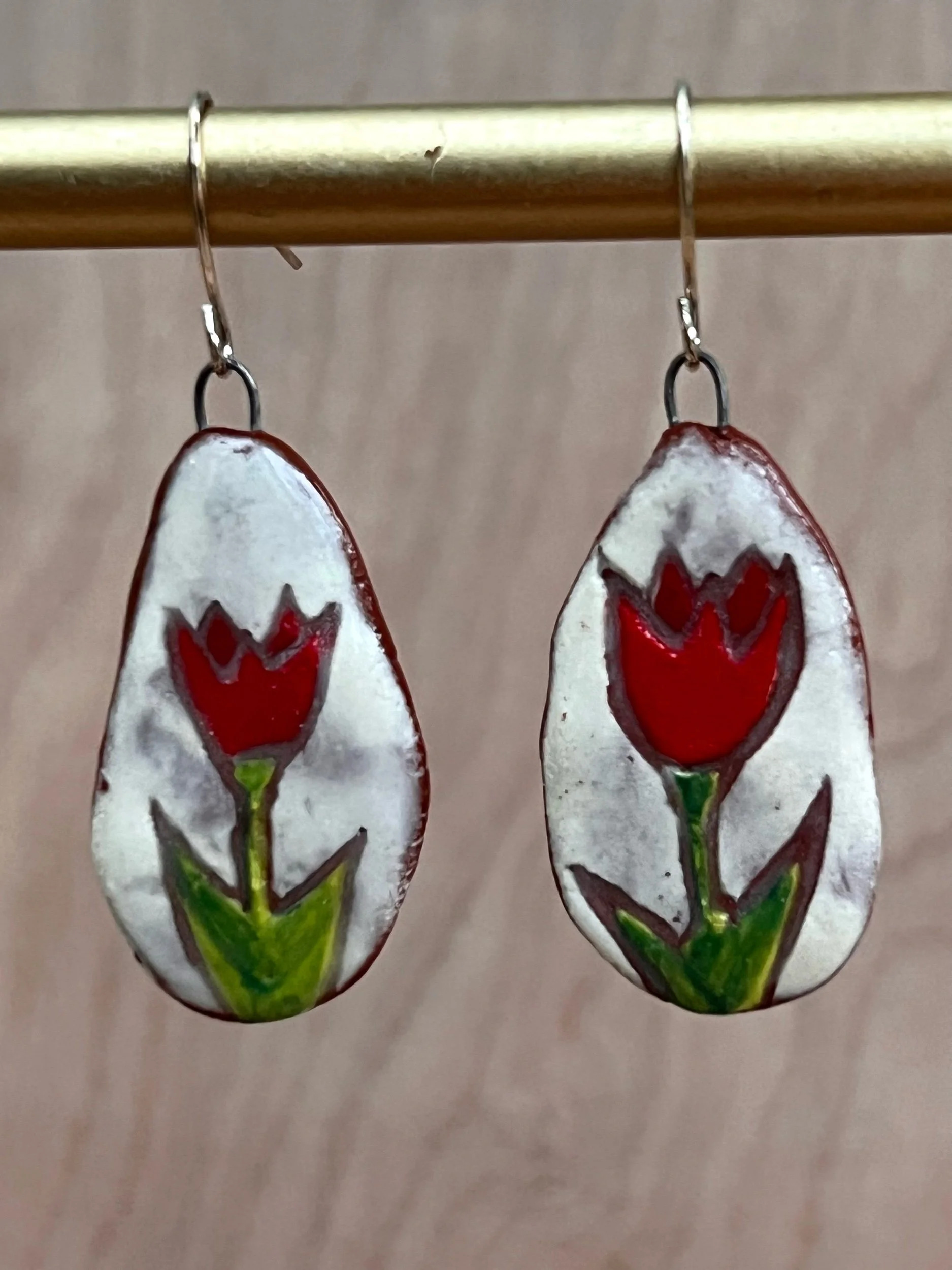 Red Tulips Earrings