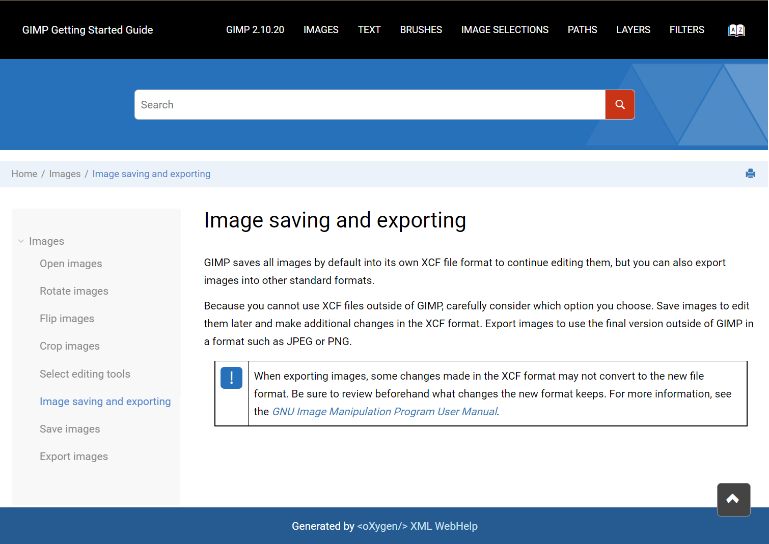Image saving and exporting