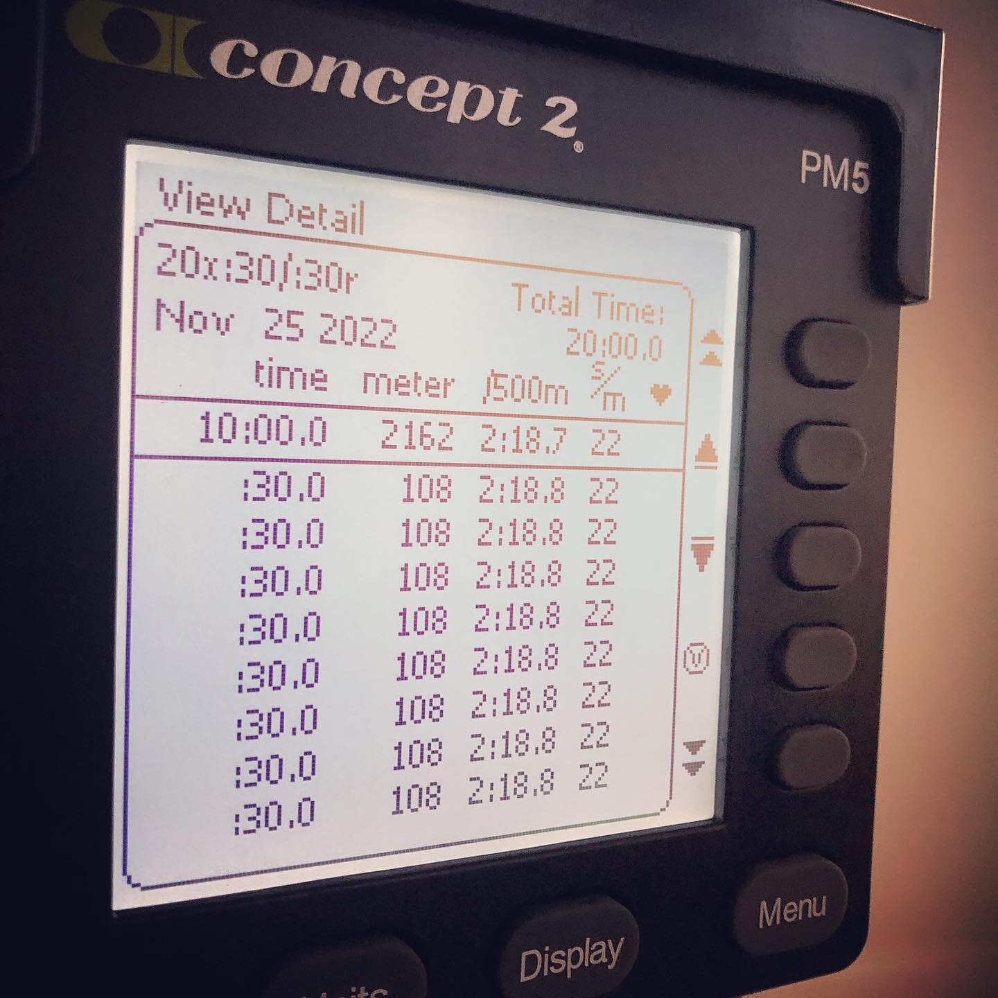 Guess I found my sweet spot for Day #2 of the @concept2inc Holiday Challenge. 
.
#rowing #indoorowing #LTWT #mastersrowing #slowandsteady