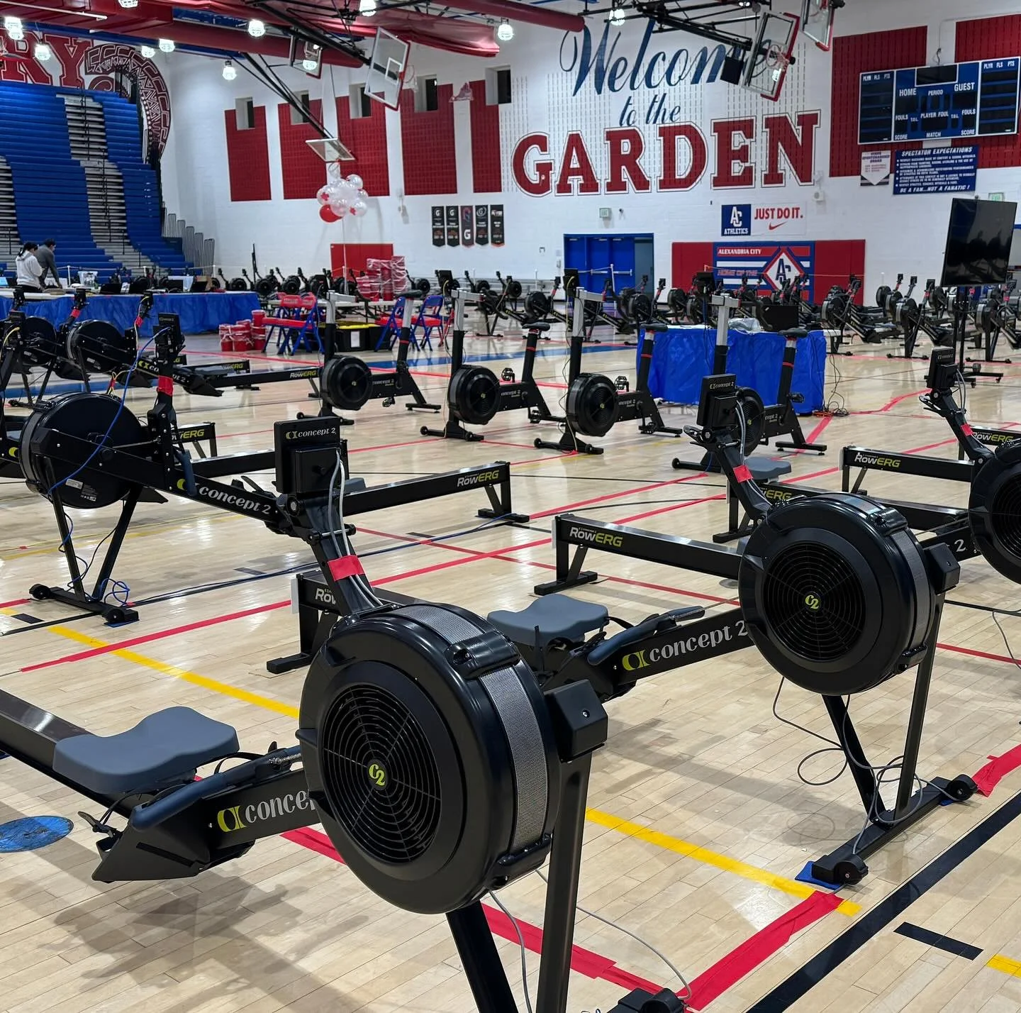 The calm before the storm! It&rsquo;s race day, baby! #ergsprints #indoornats24