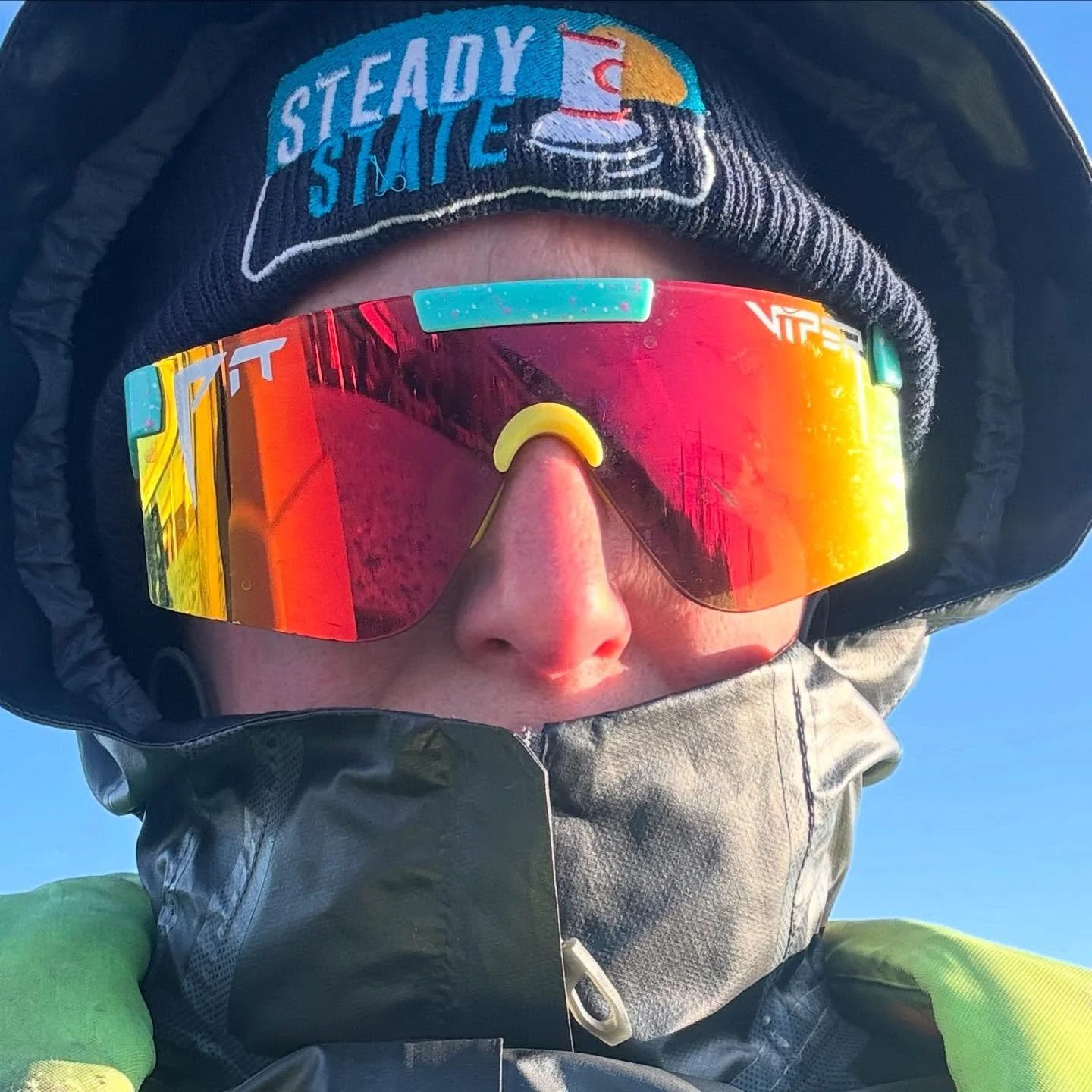 When Coach says you can ride in the launch, but it&rsquo;s only 34 degrees outside and you snagged some sweet @pitviper glasses from the lost and found.