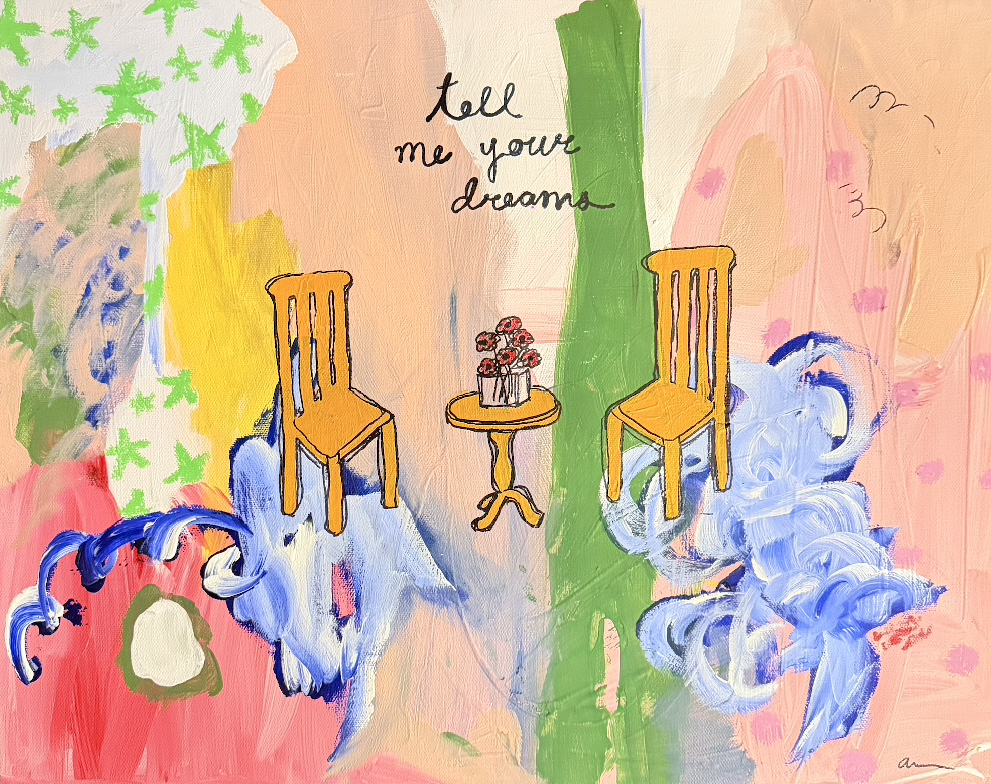 ASHLEY LAZARZ "TELL ME YOUR DREAMS" - MIXED MEDIA ON CANVAS - 16"X20" - $480