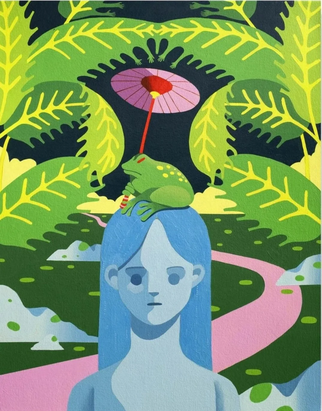 SOLD - IRIS KWON (CHILD APPETITE) "RAINY DAY" - ACRYLIC ON CANVAS - 28"X22" - $1600