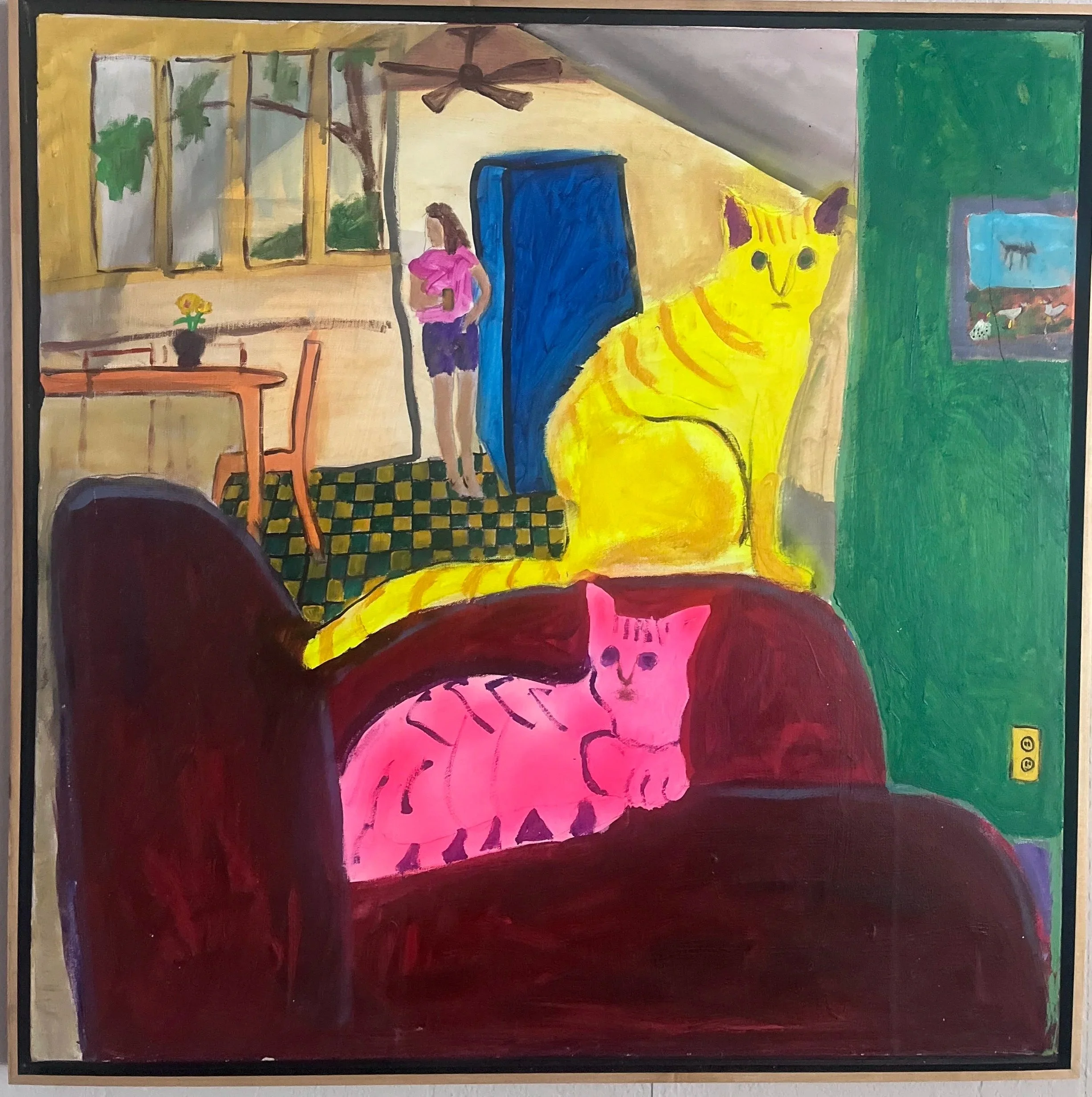 RALPH FULTON "FIFI & KATRINA" - ACRYLIC ON CANVAS - 38"X38" - $950