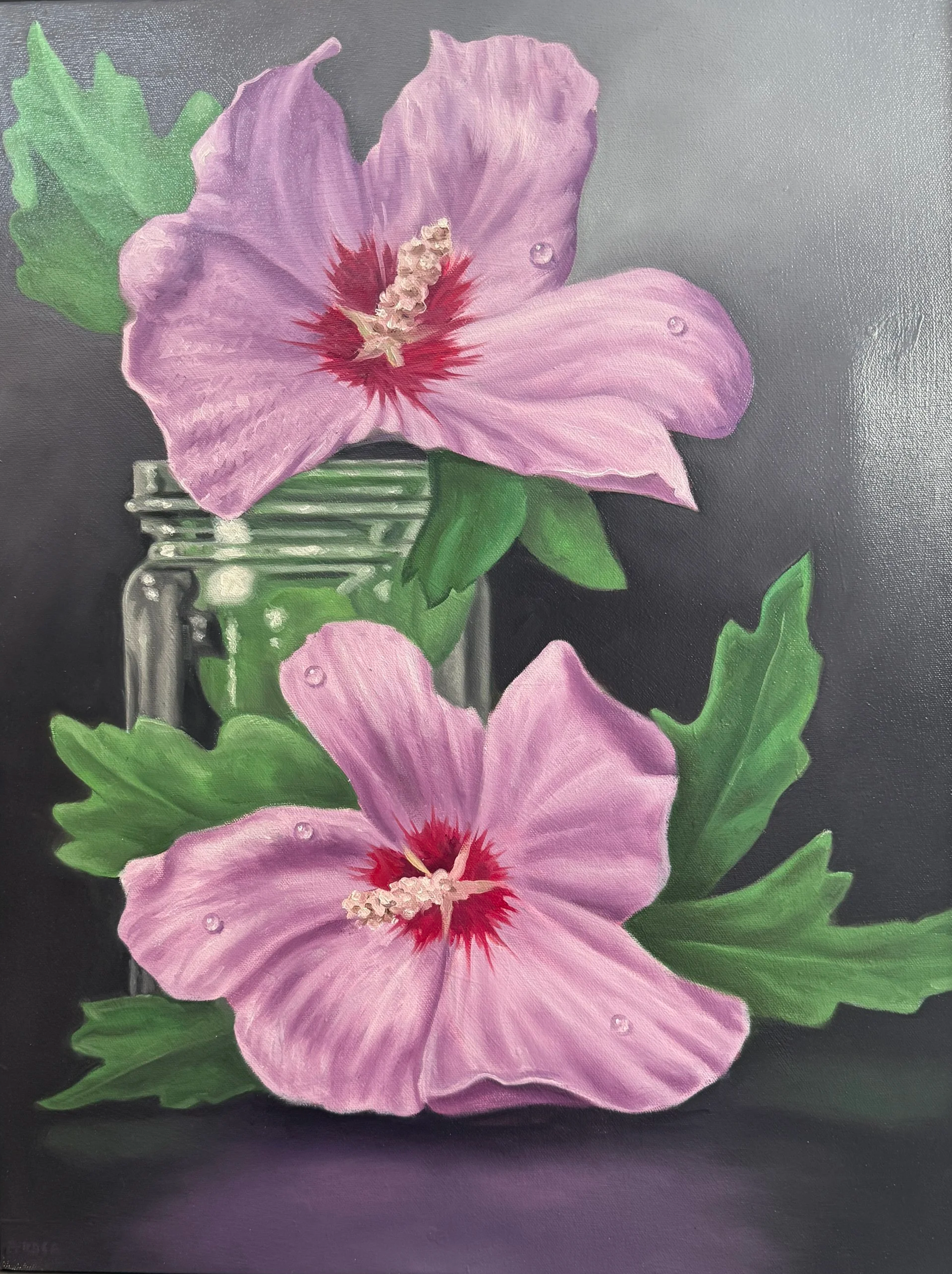 MICHAEL PYRDSA "ROSE OF SHARON #2" - OIL ON CANVAS - 23.5"X15.5" - $1800
