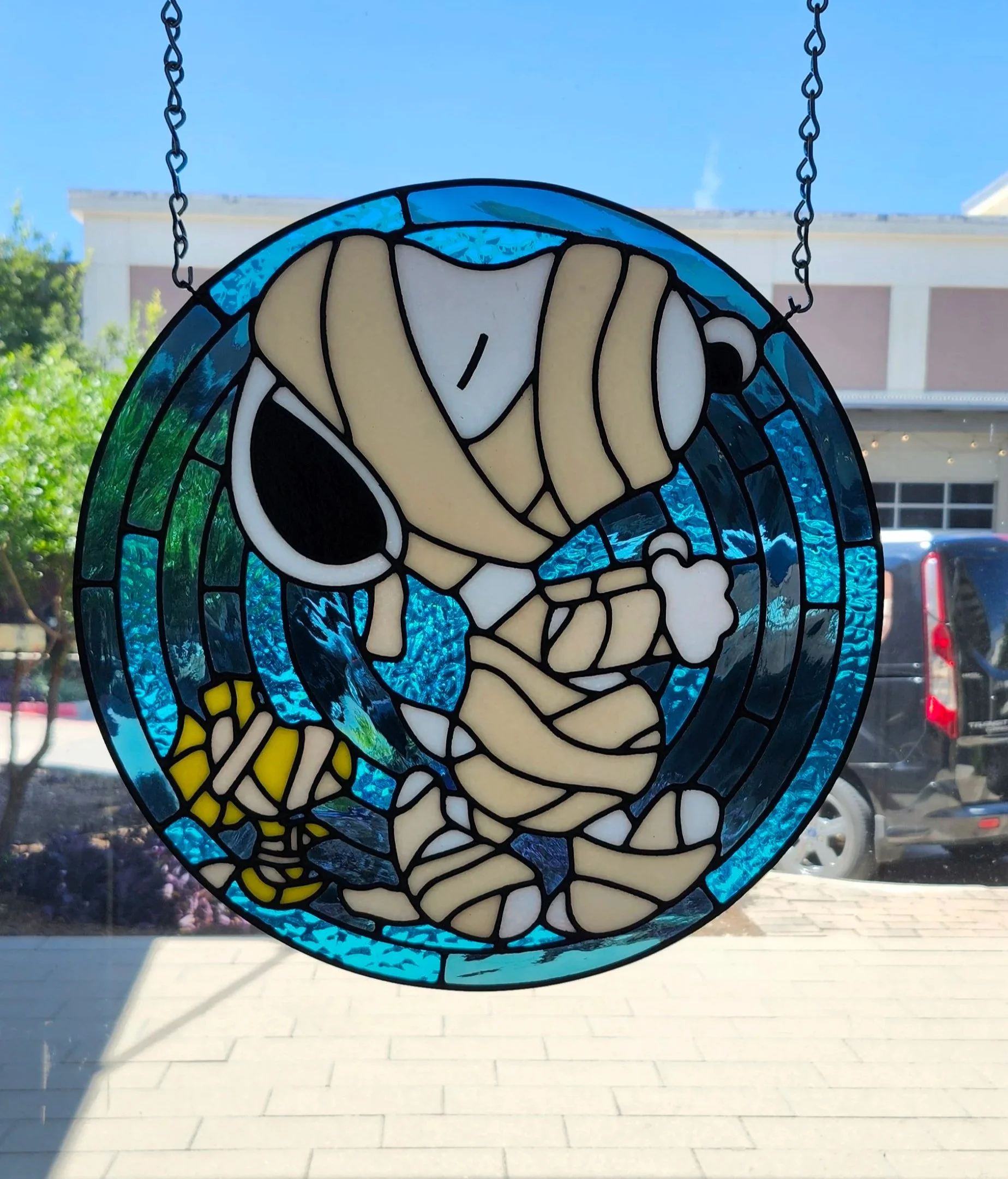 Deke Cameron, Mummbeagle, Leaded Stained Glass 18" diameter $ 800.00 
