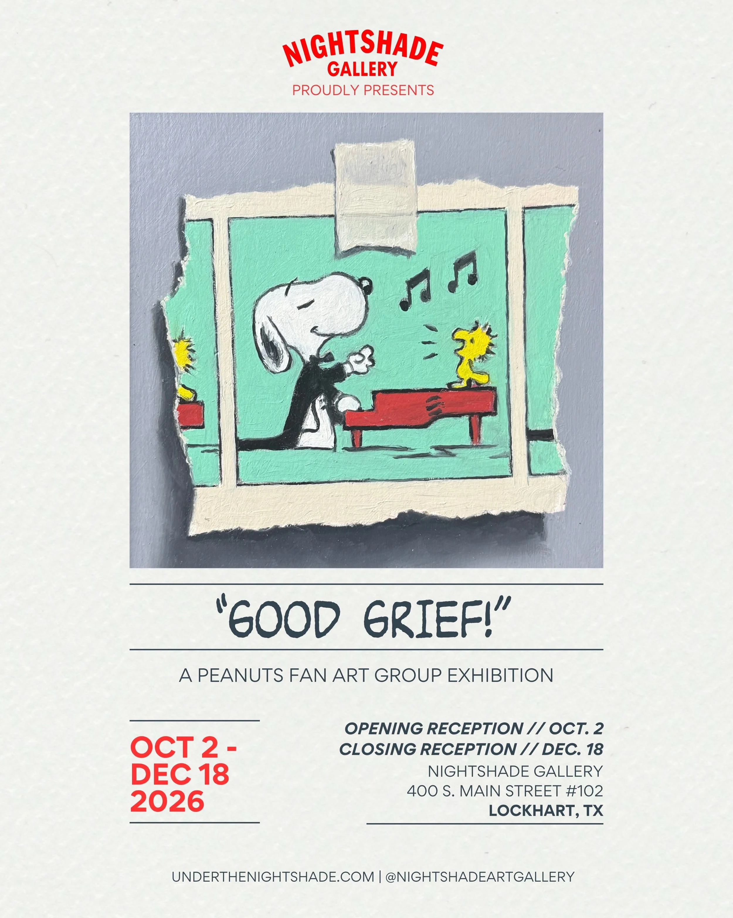 Snoopy and the gang are waiting for you!
Now on display until Dec 18th. 
25 artists from across the world. 

Open Fridays 6-8pm for happy hour and gallery viewing
Sat + Sun 11a-4p
🤎🧡🤎🧡🤎