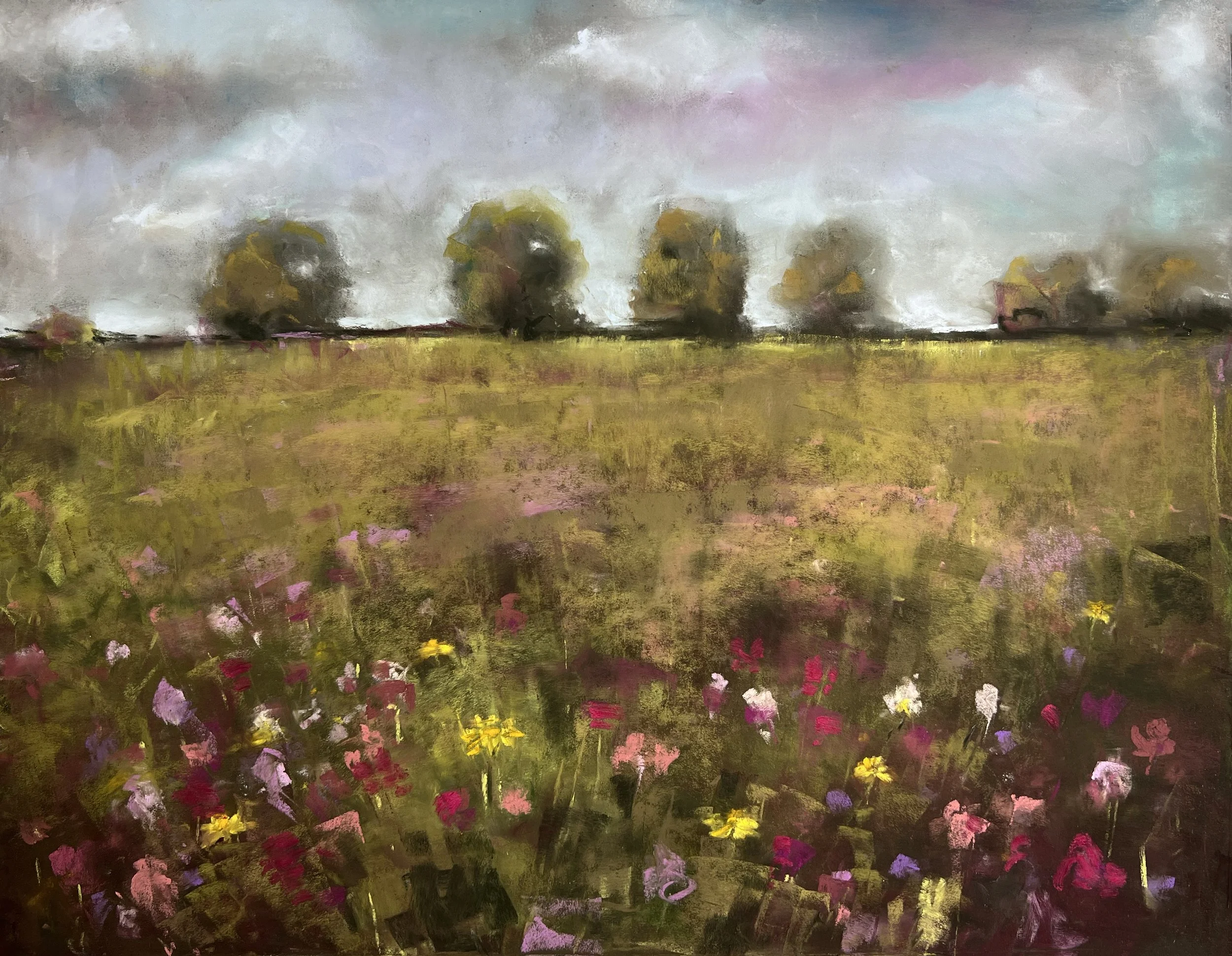 SARAH LESLIE "DUSTY FLORAL" - PASTEL - 15.5"X19.5" - $780