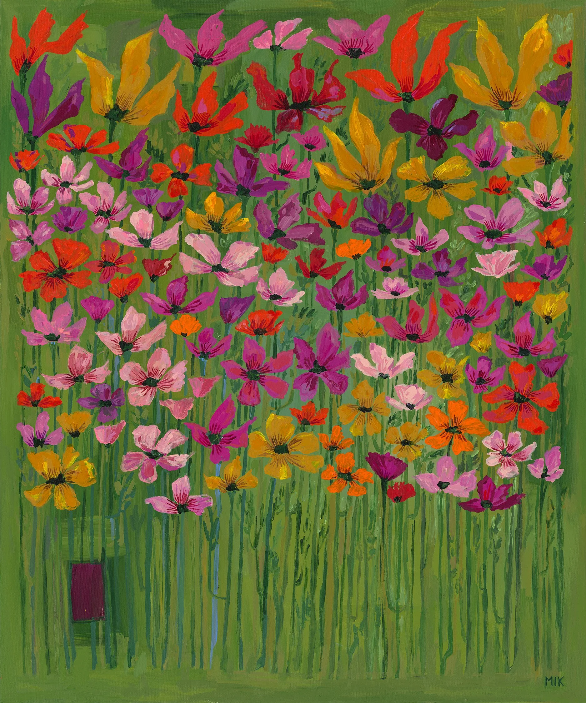 Mikki Itzigsohn "Wildflowers 2" ARYLIC ON CANVAS - 36"X30" - $1,800 (Pair for $3,000)