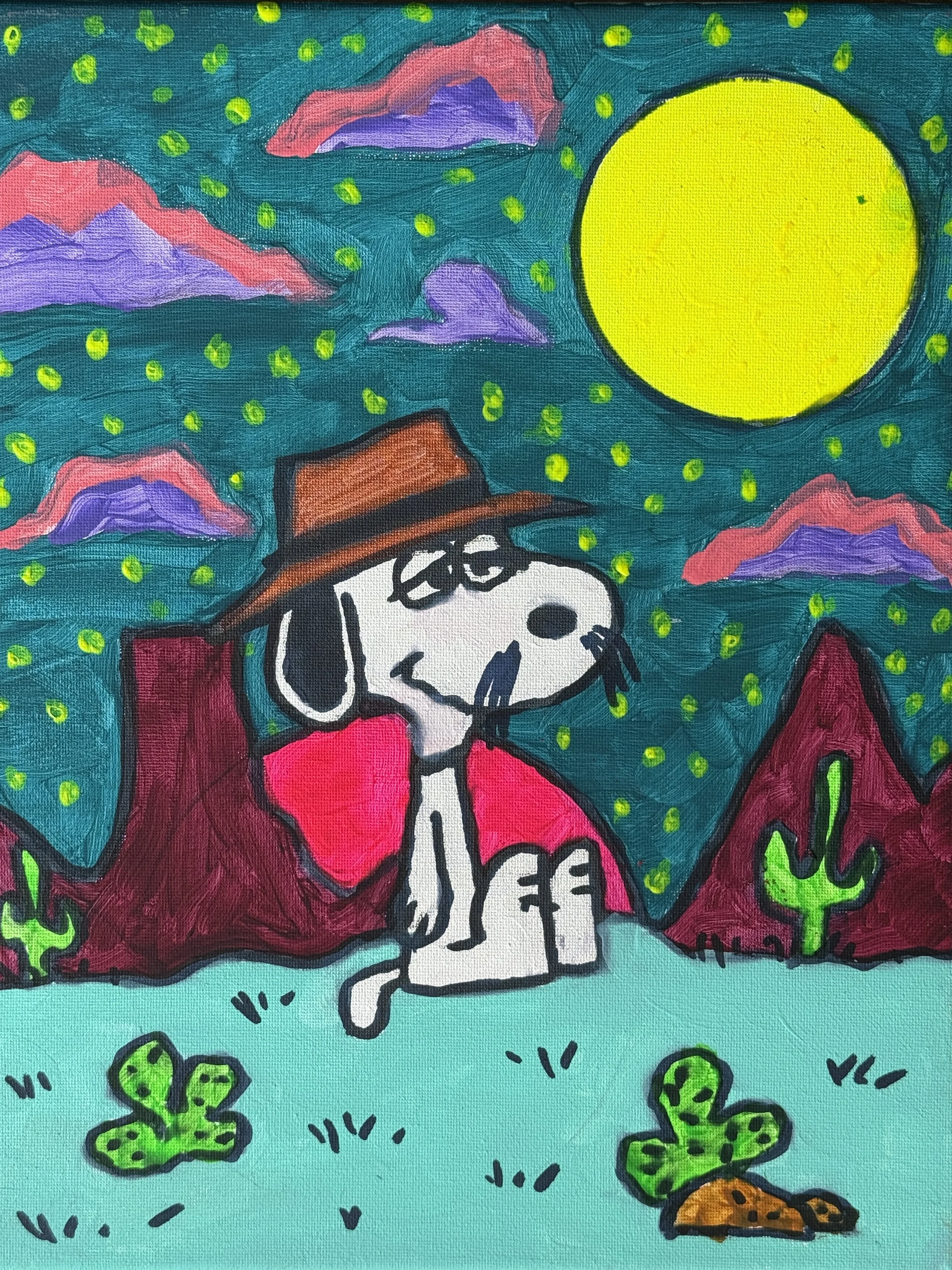 Patrick Buchta, “Spike’s Siesta”, Acrylic and Paint Marker on Canvas,	11"x14" $ 150.00 