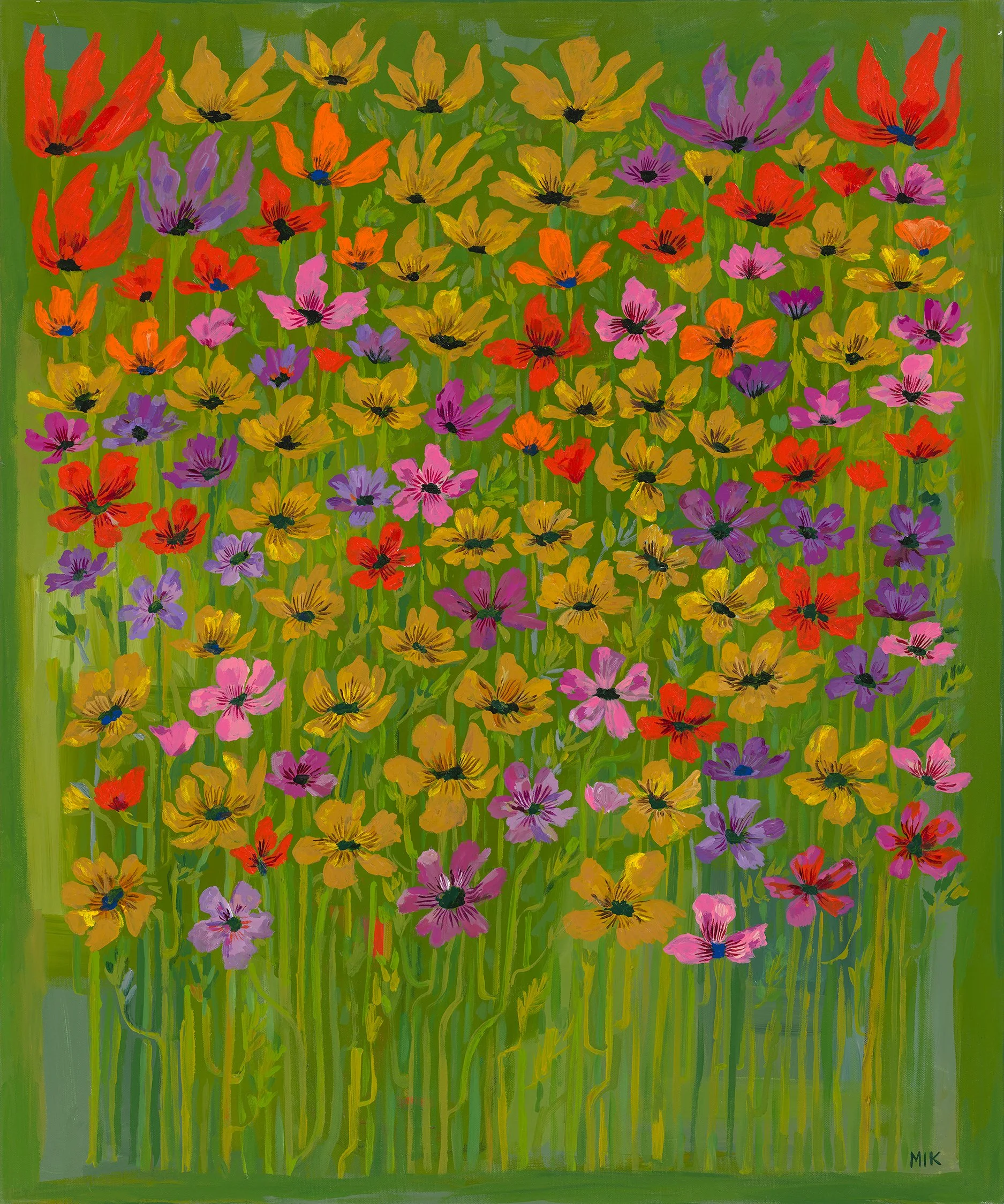 MIKKI ITZIGSOHN "WILDFLOWERS 1" - ARYLIC ON CANVAS - 36"X30" - $2000