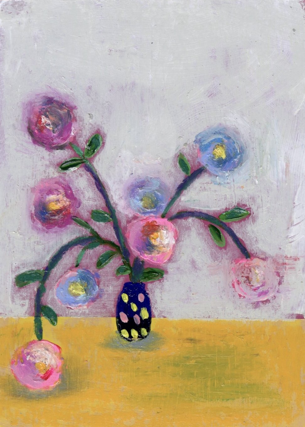 ASHLEY KEANE "LET'S BE SILLY" - OIL PASTEL & ACRYLIC - 9.5"X8.5" $225