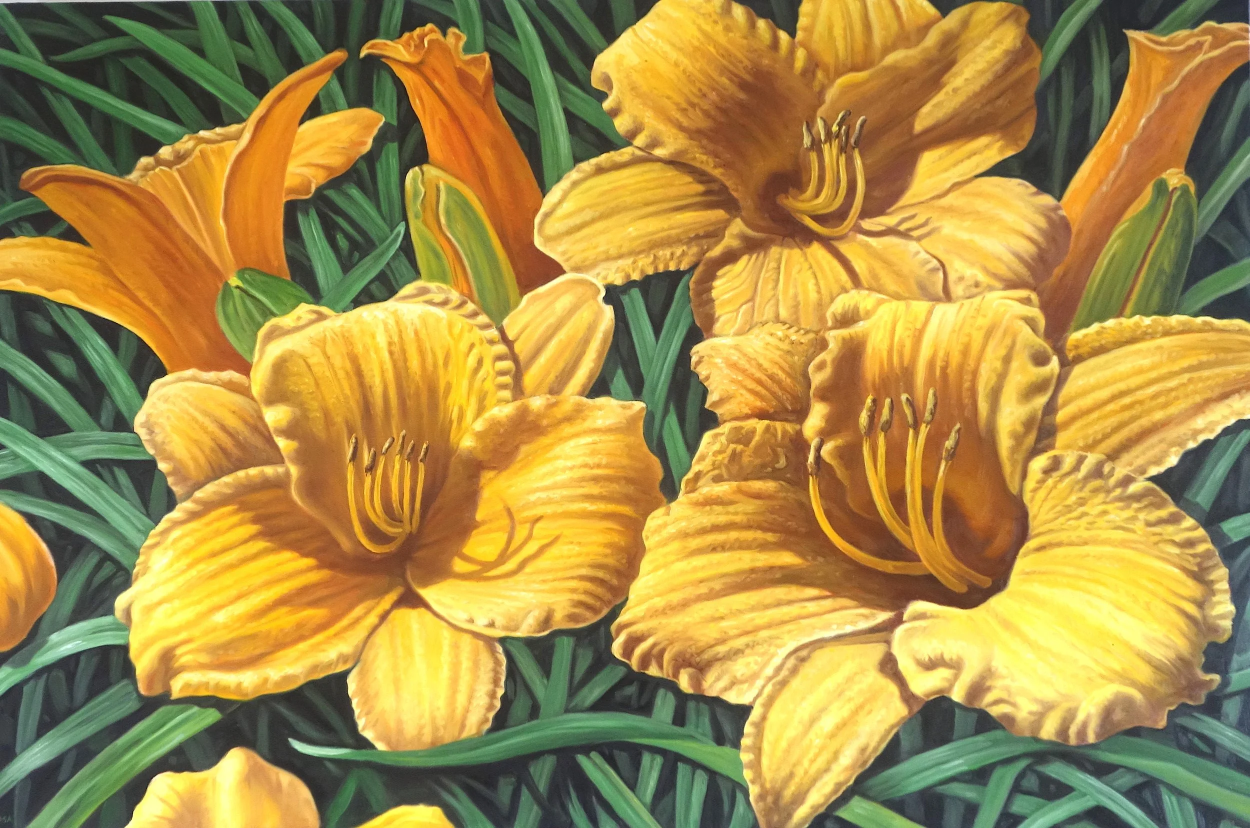 MICHAEL PYRDSA "GARDEN LILIES" - OIL ON CANVAS - 32"x48" - $2500