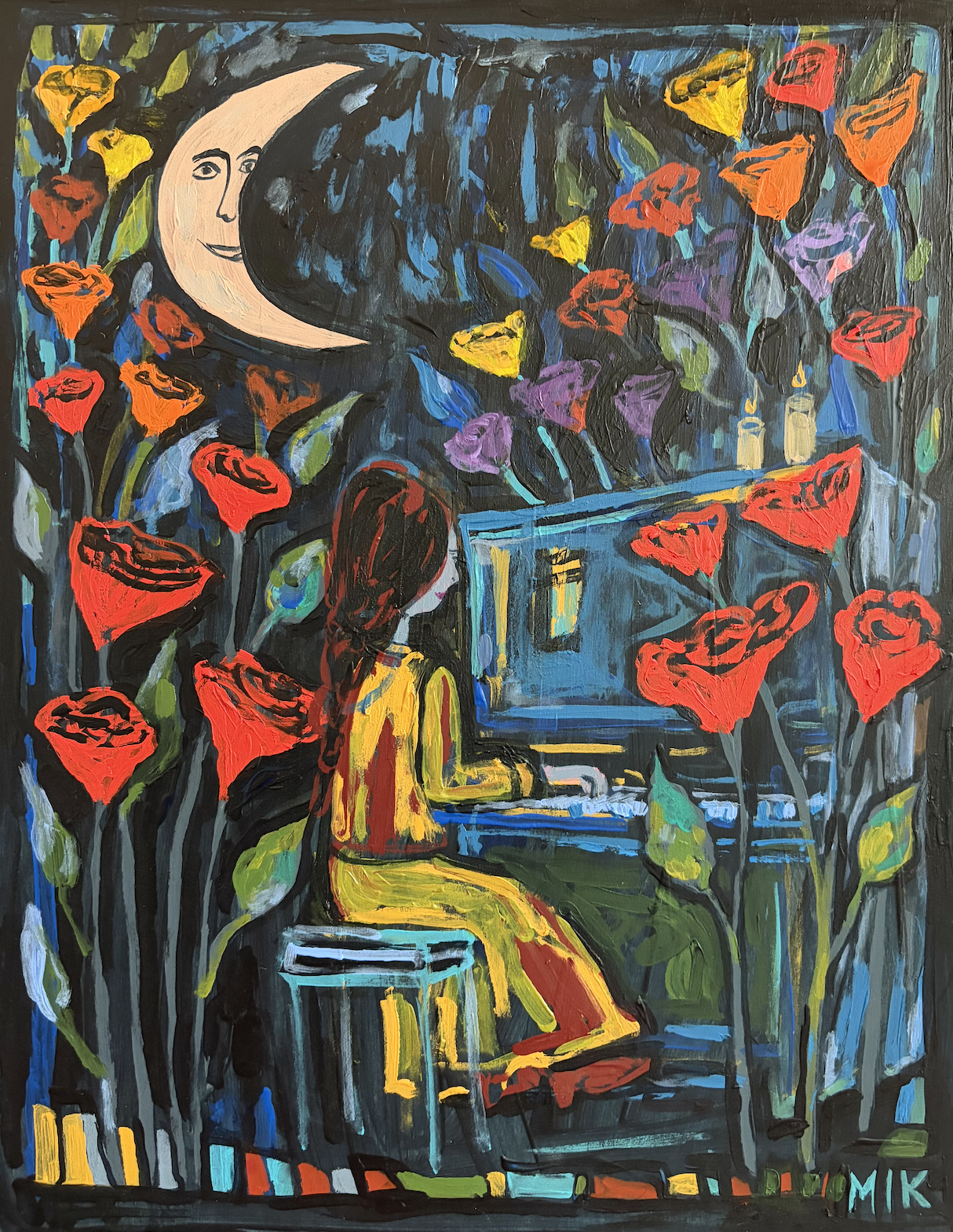 Acrylic on wooden panel With a matte archival varnish 	11" x 14"	 $ 500.00 