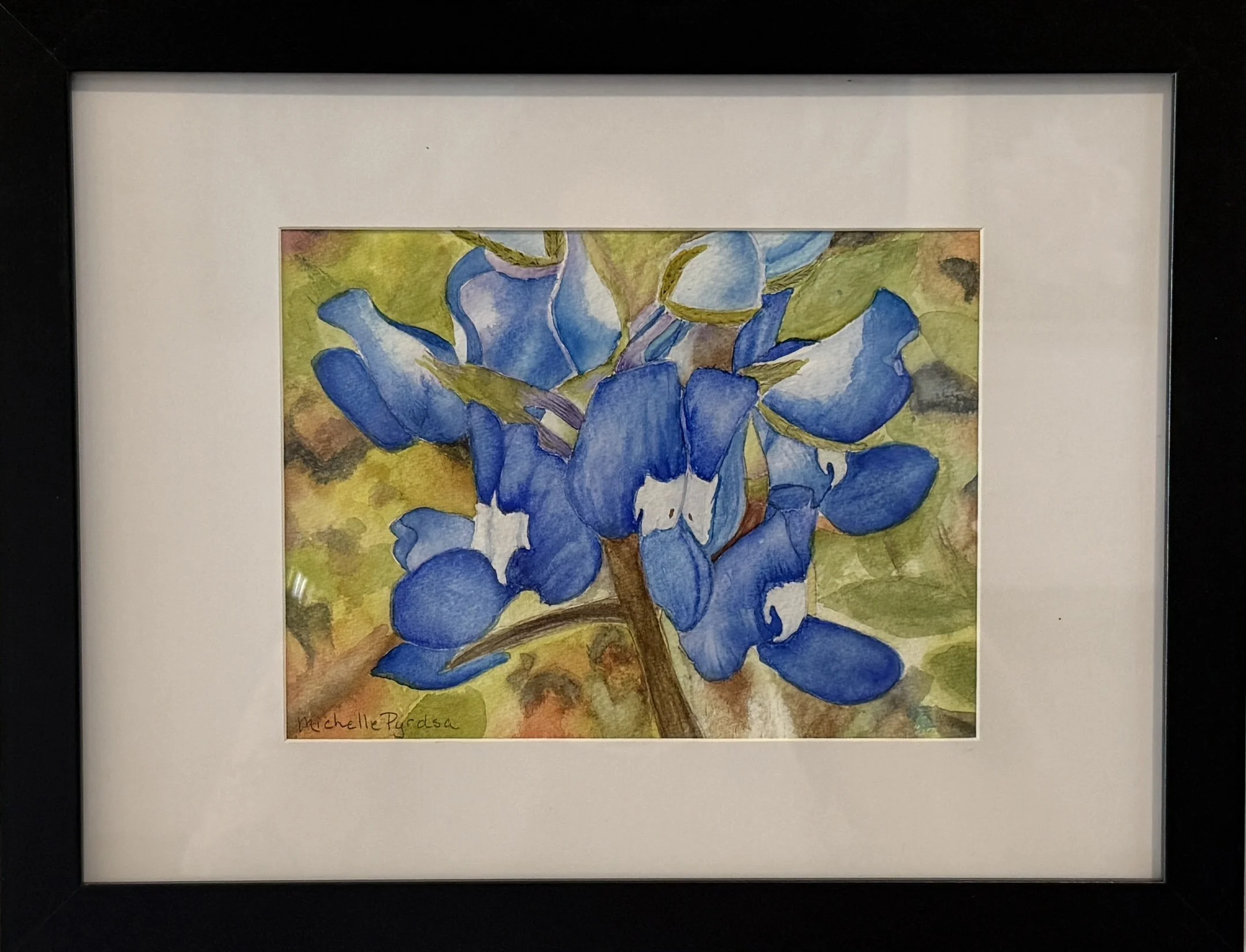 MICHELLE PYRDSA "TEXAS BLUE BONNET" - 9"X12" - WATER COLOR - $300