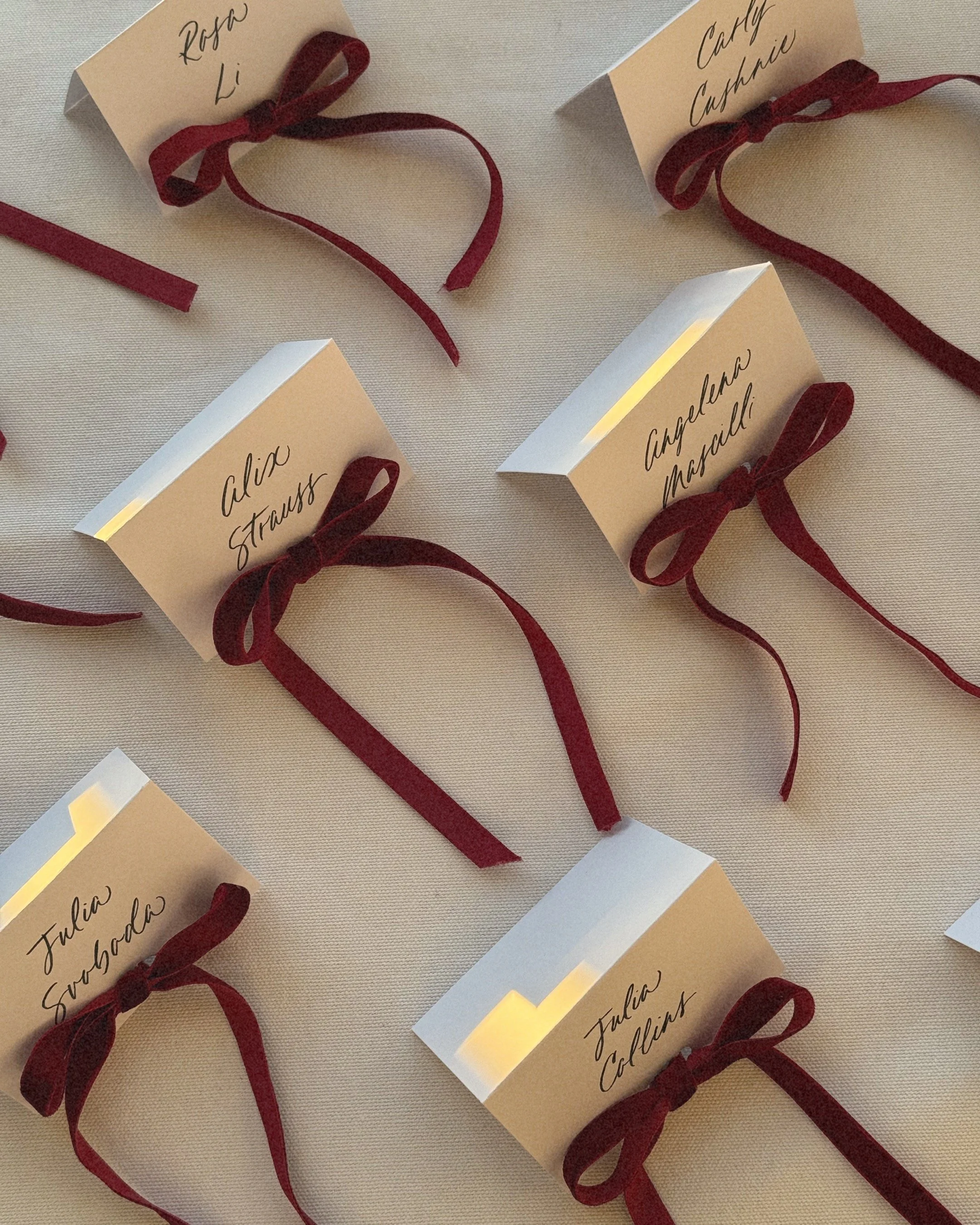 In-studio custom calligraphy place cards created for a New York City event client.