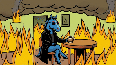 bluecifer is engulfed in flames. This is fine.