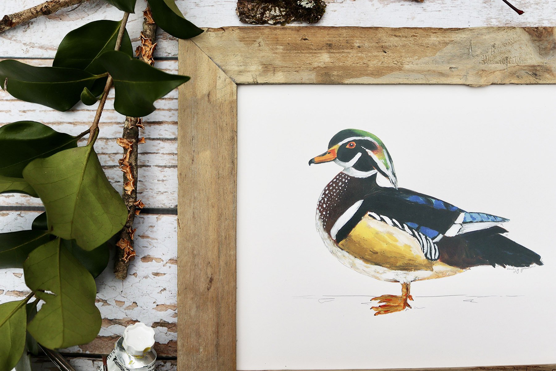 Fine Art & Collectibles :: Art Prints :: Duck Eco Art Print with Wooden  Stand, 100% PCW Recycled Card Stock, 5” x 7”