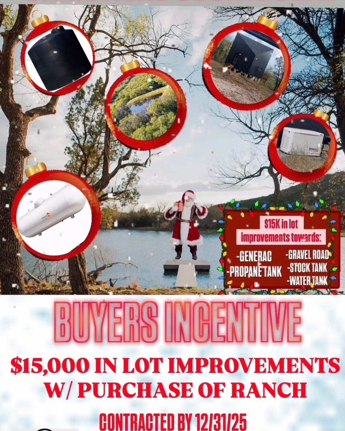 🎁🎄🎅🏻 $15K CHRISTMAS INCENTIVE!!🎁🎄🎅🏻

Don&rsquo;t miss out on this, Santa only comes once a year! 🎁

#LandForSaleTX #membersonly #ranchlife #offthegrid #familycompound #christmasiscoming