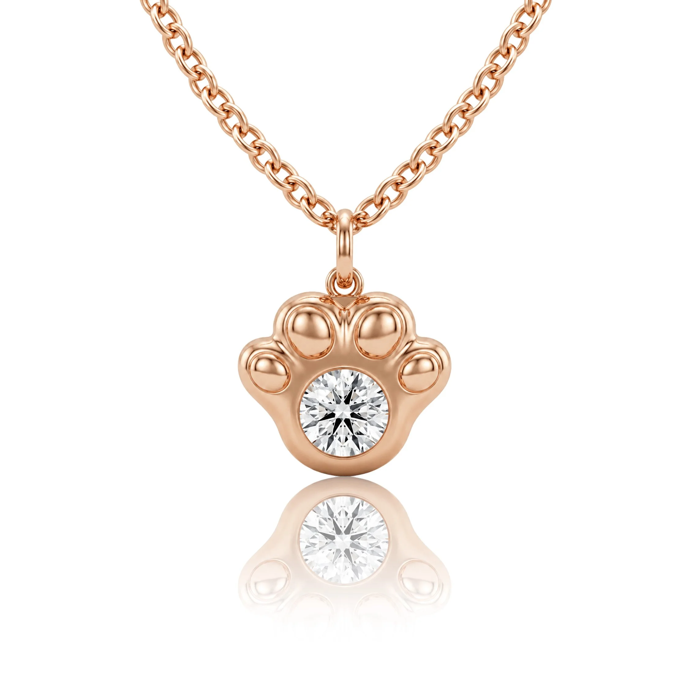 Sweet Little Cat Paw Pet Memorial Diamond Pendant -- P1010
