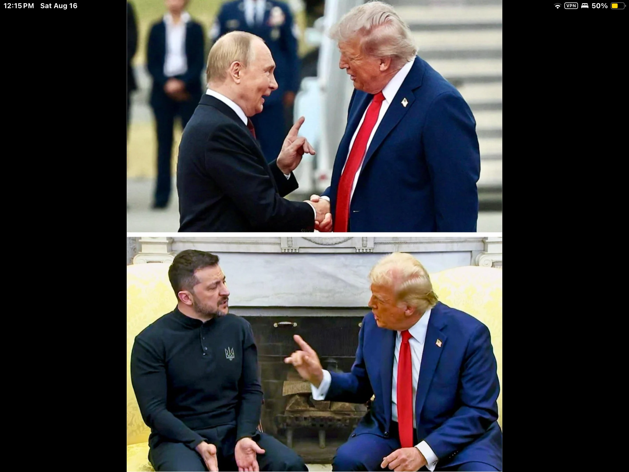 Vladimir Putin President of Russia, Donald Trump / Volodymyr Zelenskyy President of Ukraine and Donald Trump