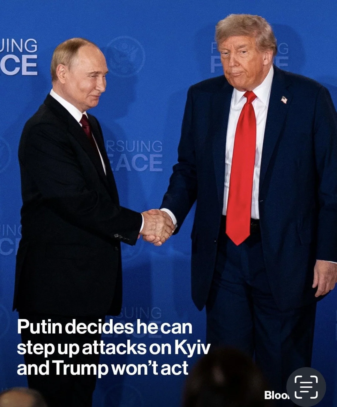 Putin and Trump shaking hands via Bloomberg