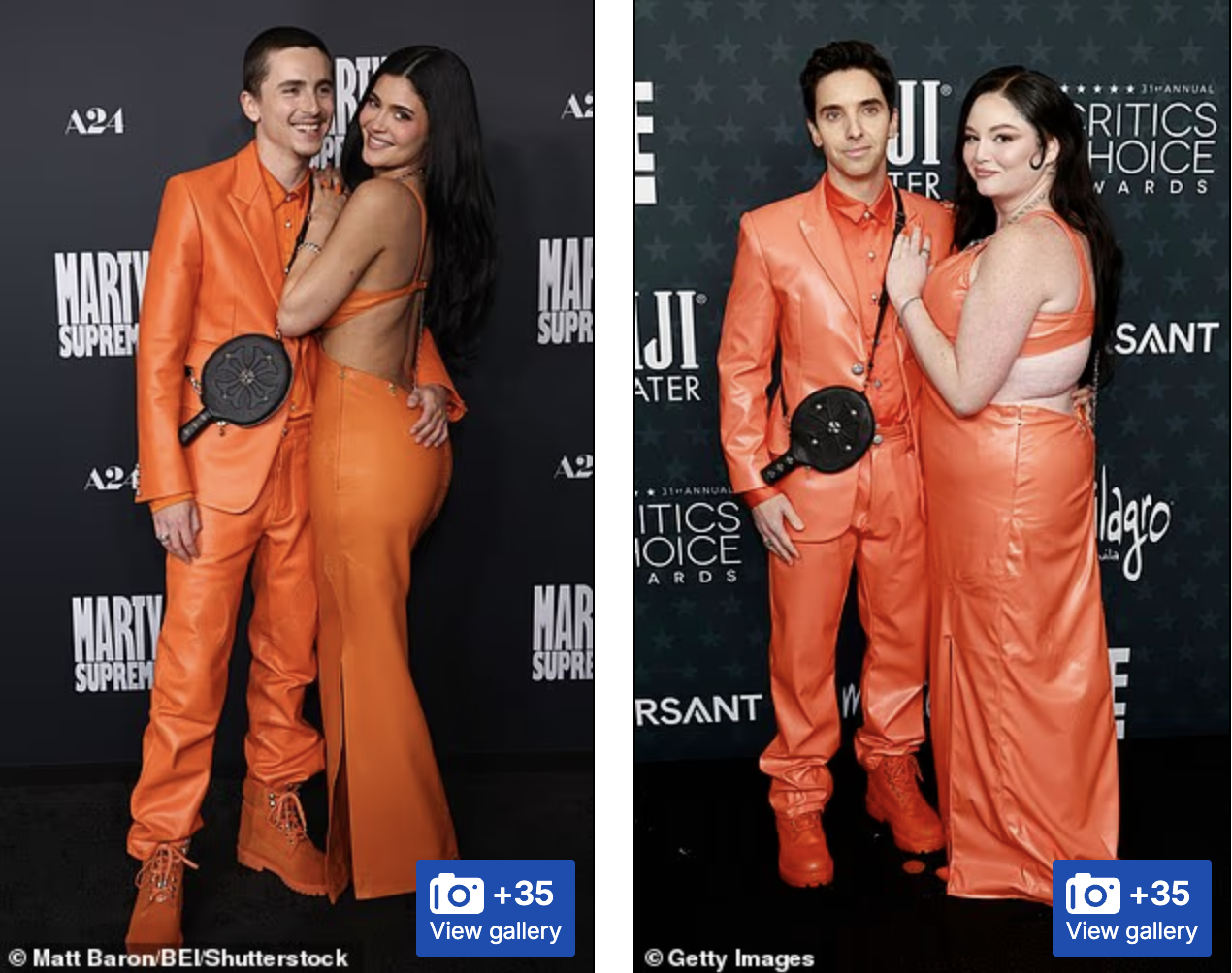 Timothée Chalamet and Kylie Jenner and 'Hacks' cast aul W. Downs and Megan Stalter  at the Critics Choice Awards 1/2026
