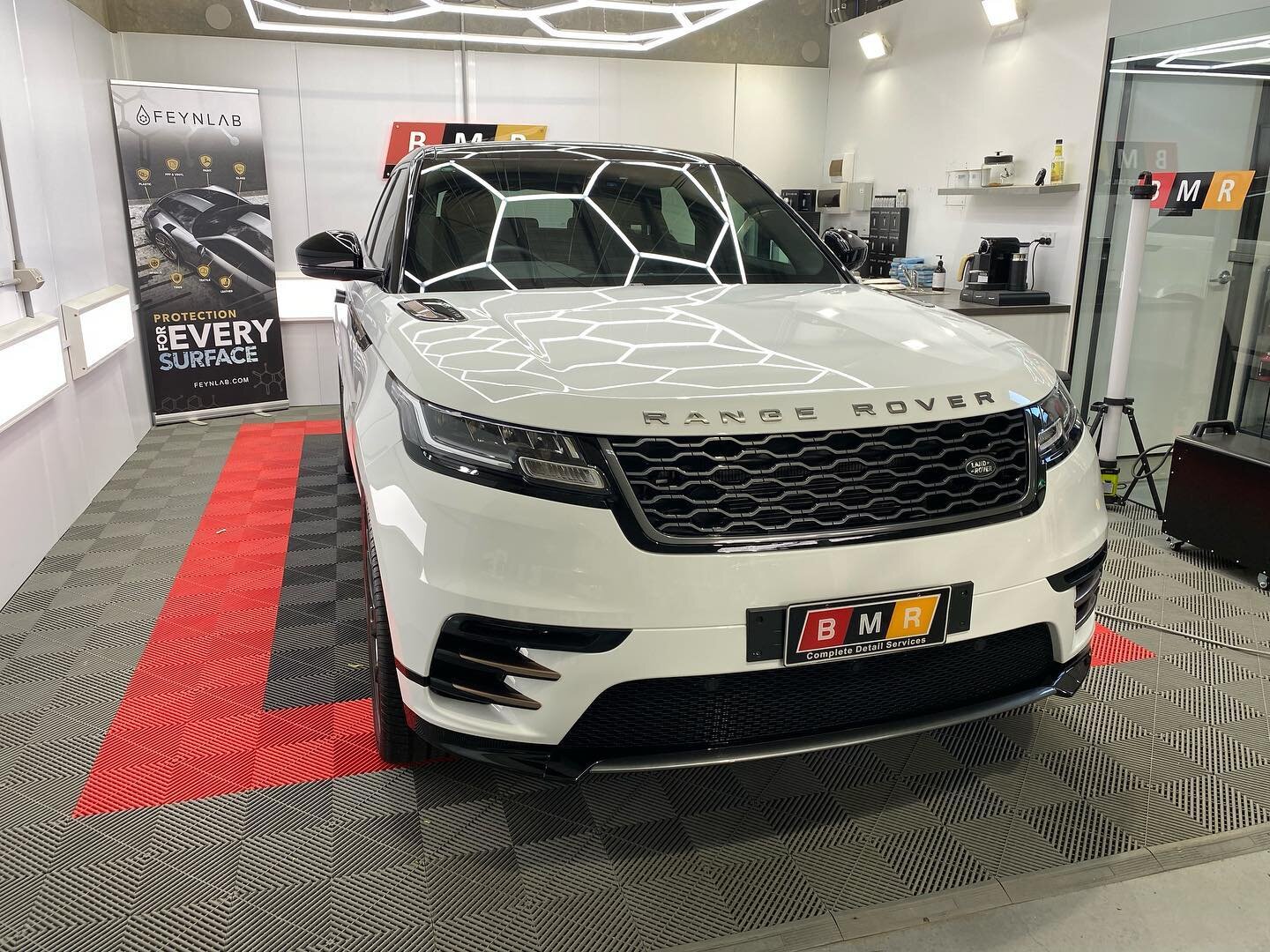 Range Rover Velar complete Feynlab Protection Package. After paint correction we laid down Feynlab Heal Lite with partial self heal ability. All wheels &amp; glass protected. Interior received a textile coating on seats and mats 
&bull;
&bull;

#bmrd