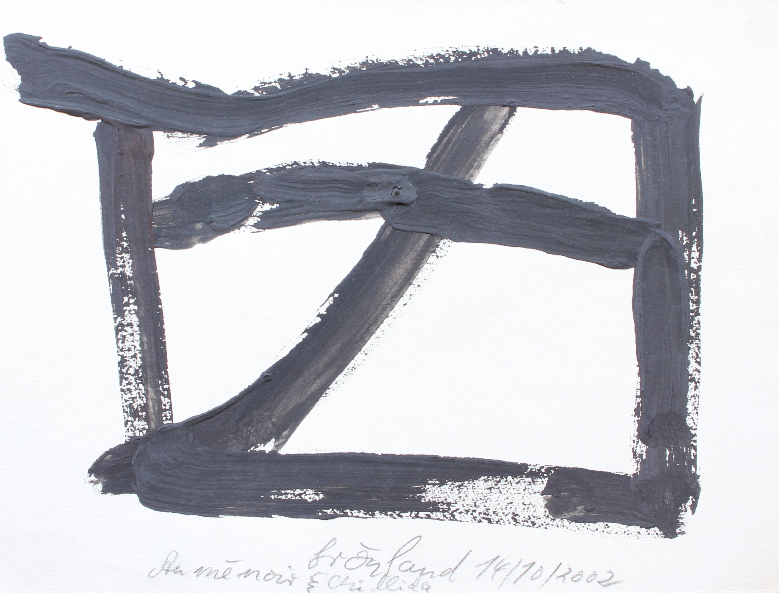 (40) Dispersionsfarbe auf Aquarellpapier. Au mémoir E. Chillida. 14.10.2002. Grönland