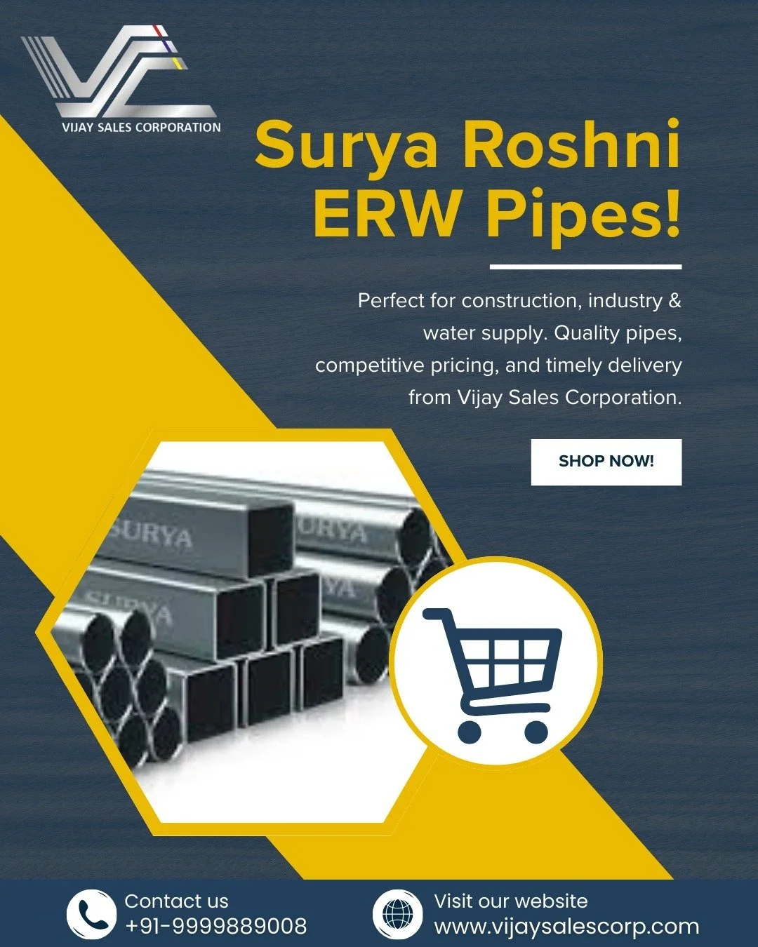 Build stronger foundations with premium Surya Roshni ERW Pipes 💪
Perfect for construction, industrial use &amp; water supply &mdash; delivering durability, precision, and trust you can rely on.

🚚 Competitive pricing
🛠️ Superior quality
⏱️ Timely 