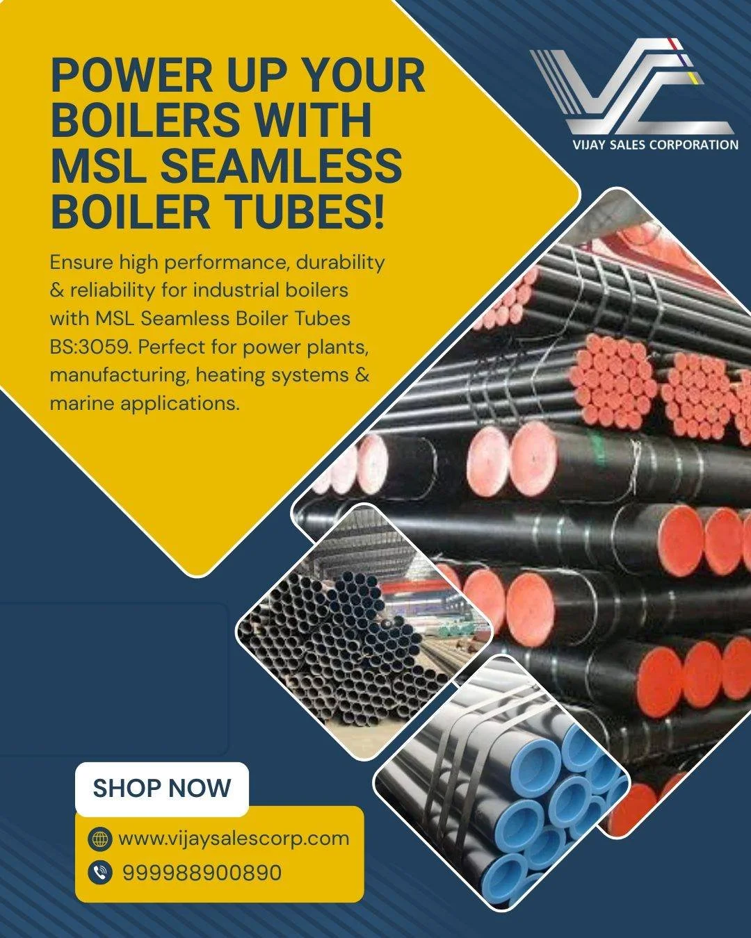 Power up your industrial performance with MSL Seamless Boiler Tubes 💪
Engineered for strength, reliability &amp; long-lasting efficiency&mdash;perfect for power plants, manufacturing &amp; heating systems.

Upgrade your boiler systems with trusted q