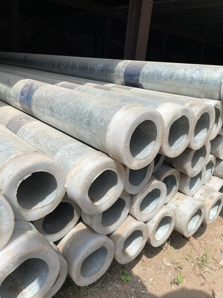 Jindal Hissar GI galvanised pipes in ready stock at the Vijay Sales Corporation Delhi warehouse