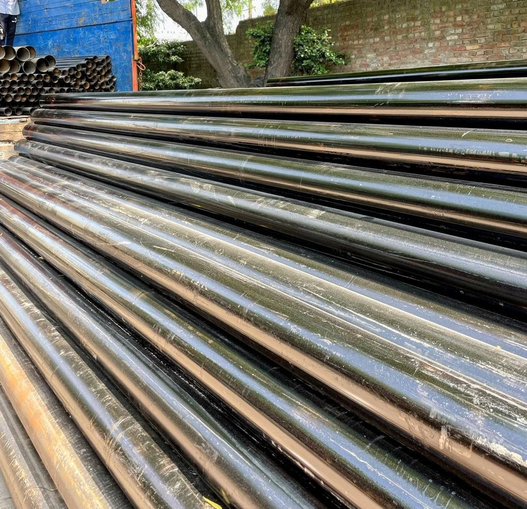 Jindal Hissar large-size GI pipes at the Vijay Sales Corporation Delhi warehouse