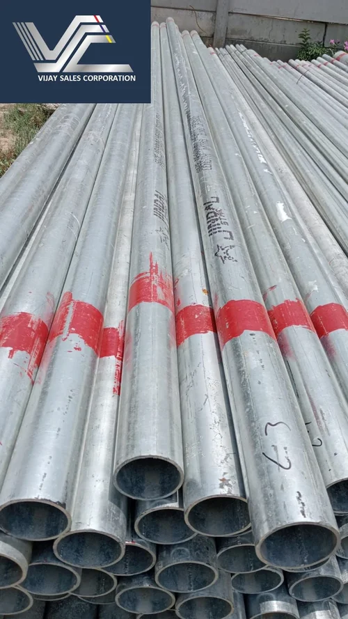 Jindal Star MS pipes stacked at Vijay Sales Corporation's Delhi yard