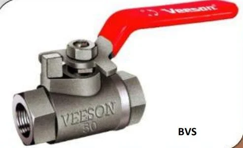 Veeson cast iron single-piece ball valve, screwed female BSP ends, IS:9890 ISI marked