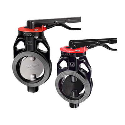 Veeson cast iron butterfly valves PN-16, lever operated, ductile iron and stainless steel discs