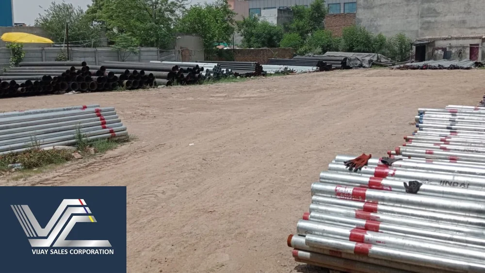 Jindal Star GI pipes in ready stock at Vijay Sales Corporation's Delhi warehouse