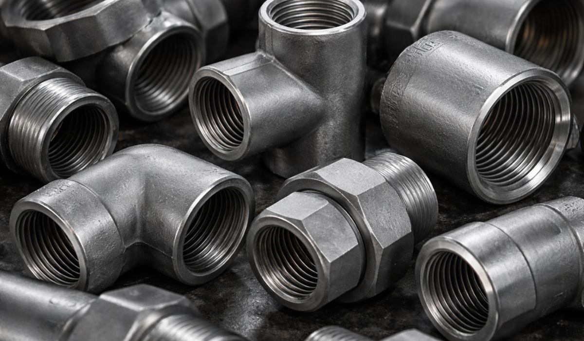 Forged steel pipe fittings — socket-weld and threaded elbows, tees, couplings and reducers in carbon steel A105 and stainless A182, manufactured to ASME B16.11