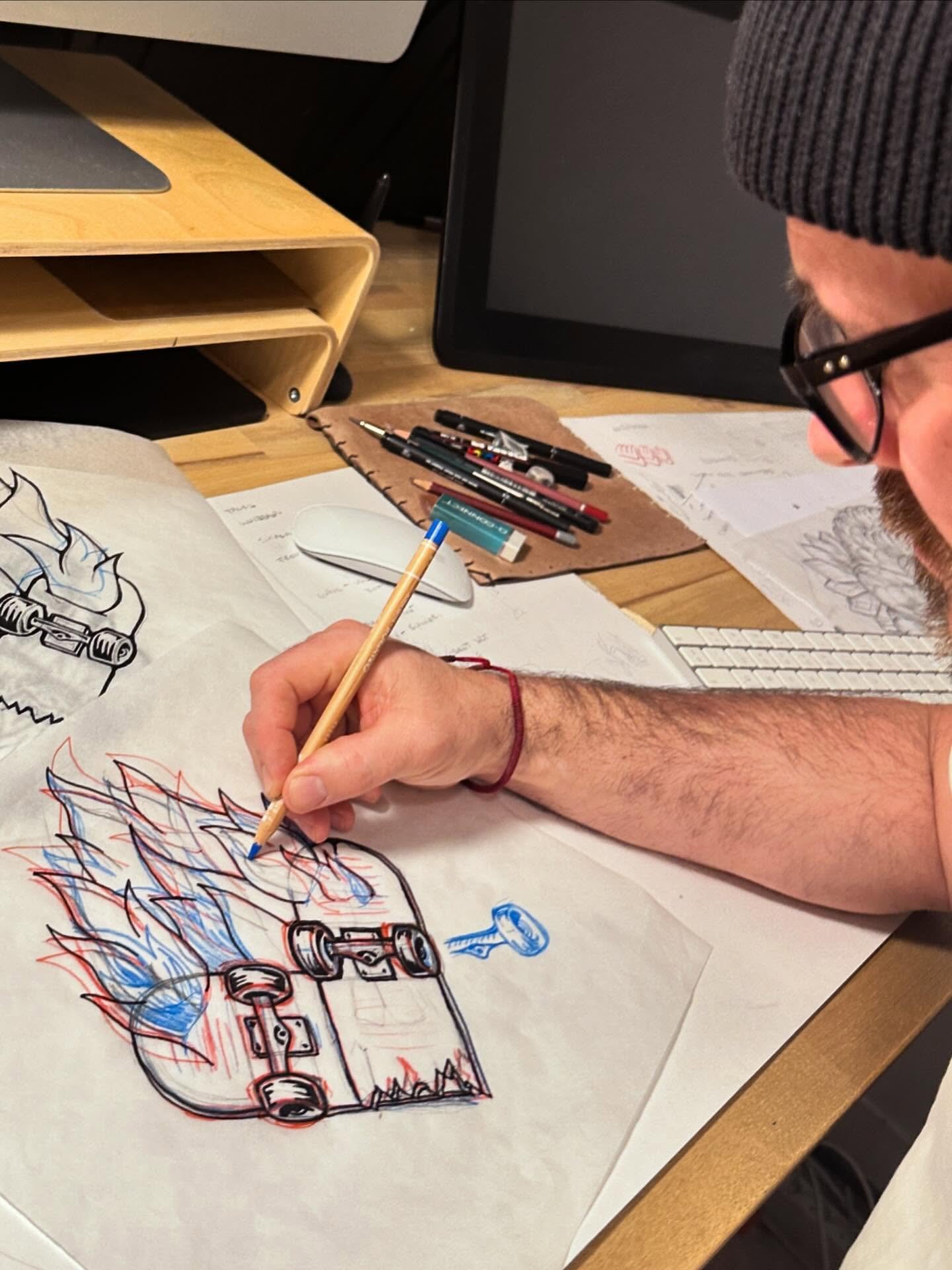 I have drawn and designed lots of tattoos for people. 
And now&hellip; the day finally came where my eldest son @silas_gordon_t eternalized my art on his shoulder. 
And he wasn&rsquo;t alone for the rid&hellip;as they say&hellip;father like son. The 