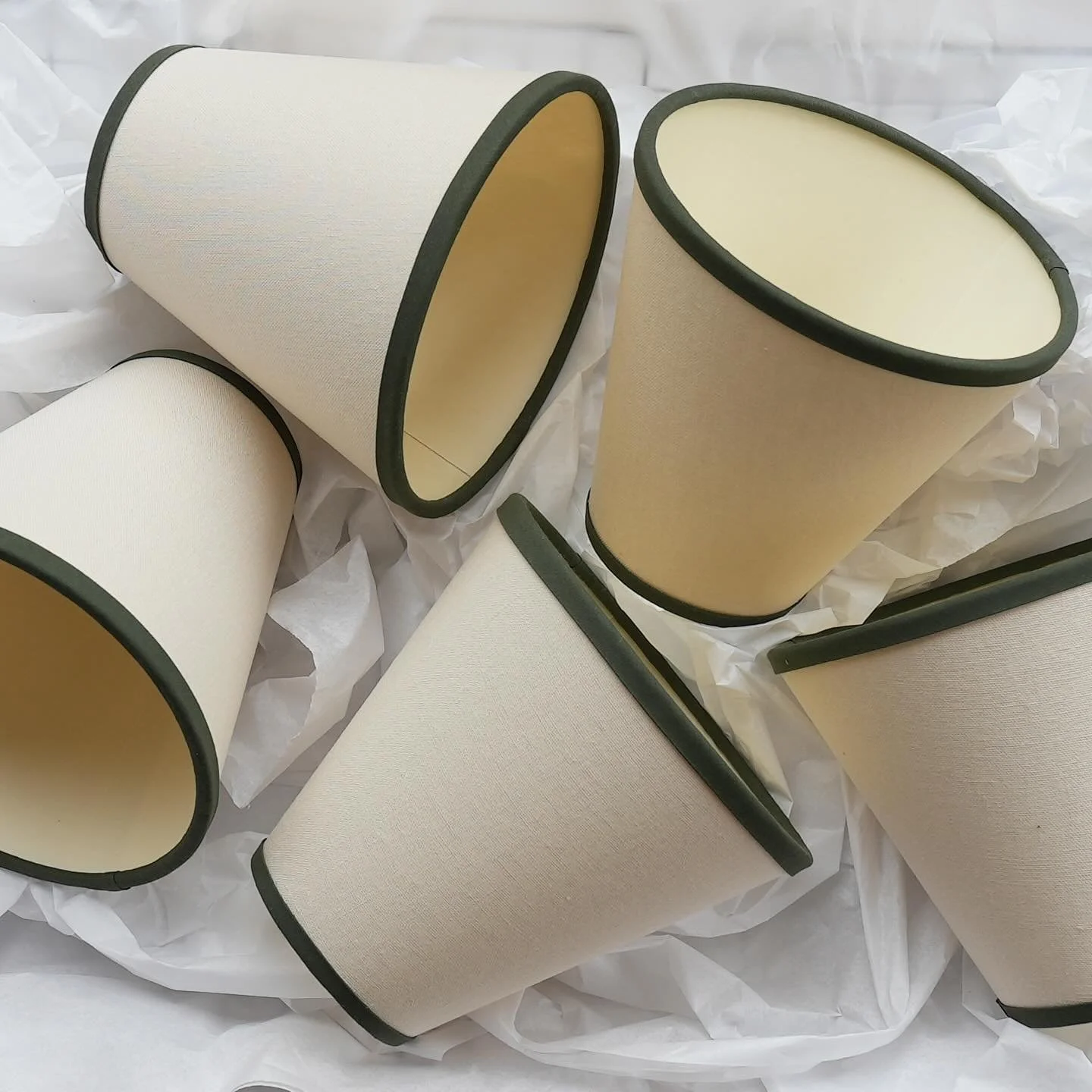 Just finished making this little group of wall light lampshades. Off to London they go&hellip;

#lampshade #handmade #home #lighting #interiordesign