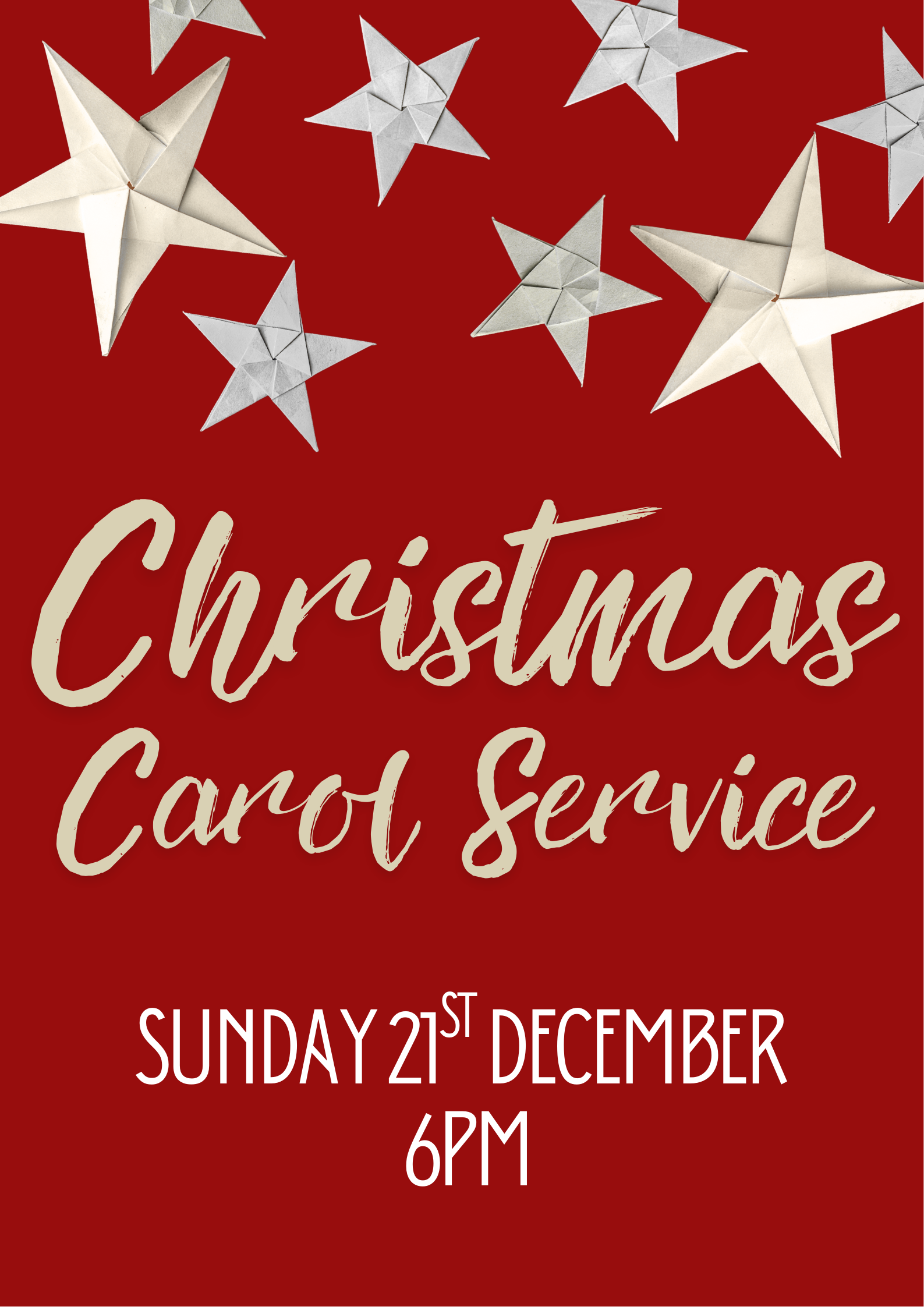 A traditional carol service followed by mince pies and mulled wine.