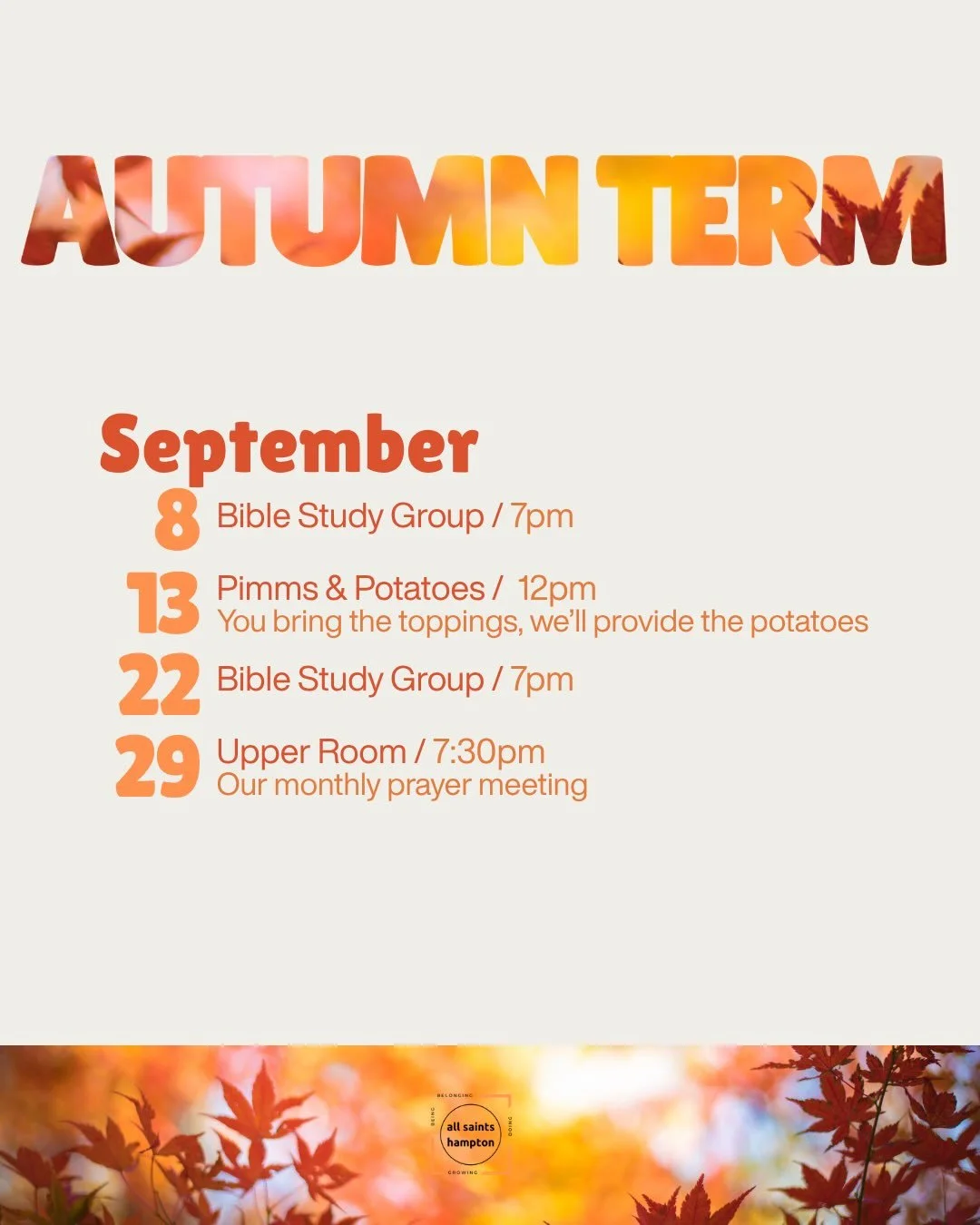Happy September! We had a great summer and we&rsquo;re looking forward to everything that&rsquo;s coming up throughout Autumn. We&rsquo;d love to see you.