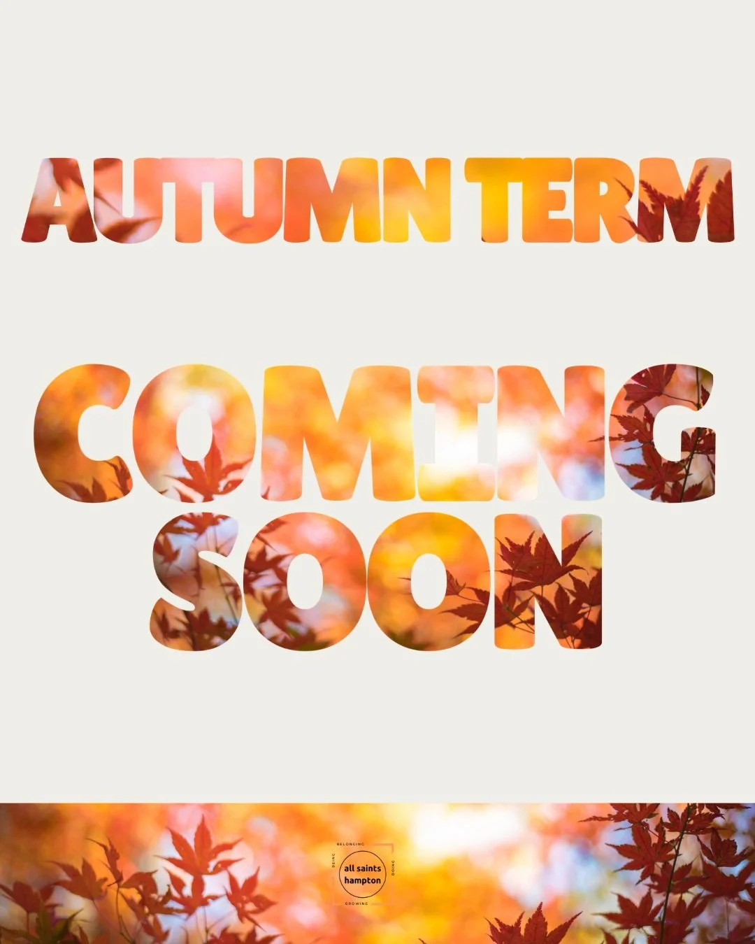 It may still be August but we've got big plans for the Autumn Term. Pick up our new term cards at church on Sunday to see what's going on throughout the rest of the year or check out our website for more information.