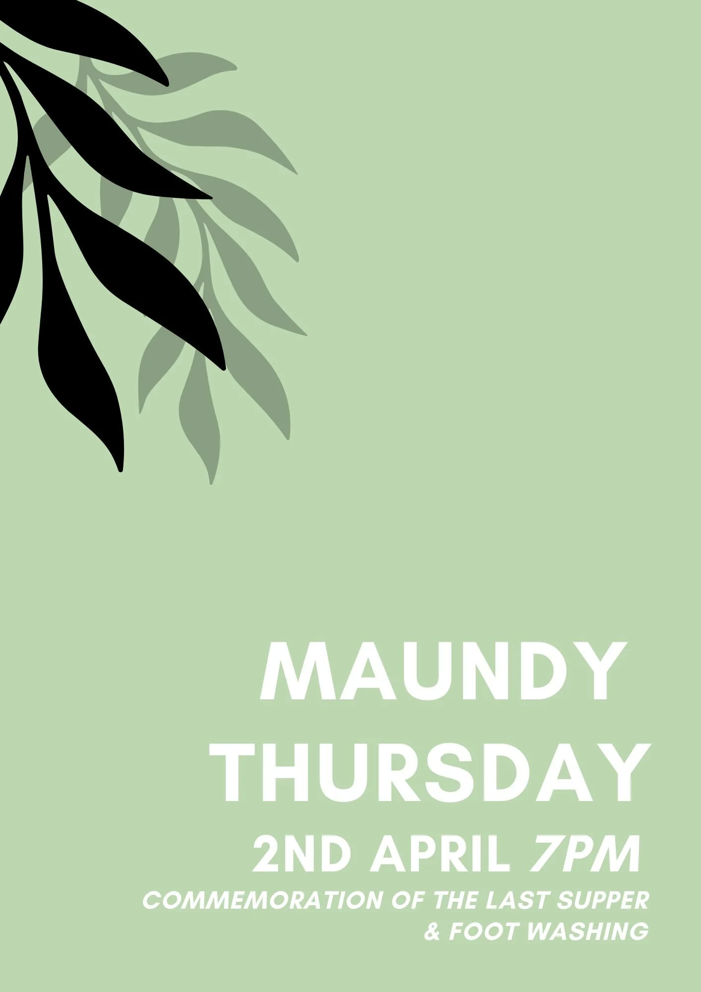 A solemn service, including foot washing and a commemoration of the Last Supper. During the service the church will be stripped in preparation for Good Friday.