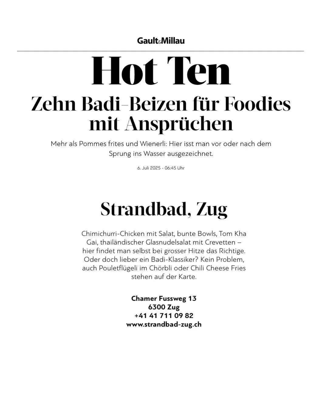 Wir sind stolz, es unter die Top 10 der Foodie-Badis geschafft zu haben! 🎉 🤗
Danke @gaultmillau_schweiz . Wir freuen uns, euch alle mit unseren K&ouml;stlichkeiten zu verw&ouml;hnen!