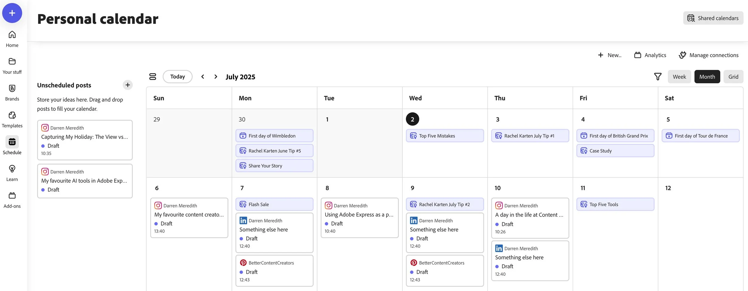 Schedule Social Media Posts Free with Adobe Express — Better Content ...