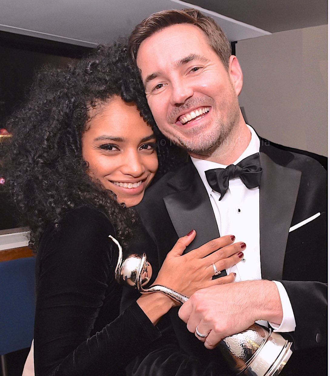 One of the highlights of this years NTA awards was seeing the whole production team of Line of Duty, who attended the awards, celebrating in the OK! Magazine box. Martin Compston and his beautiful wife Tianna Chanel Flynn clung to each other all even