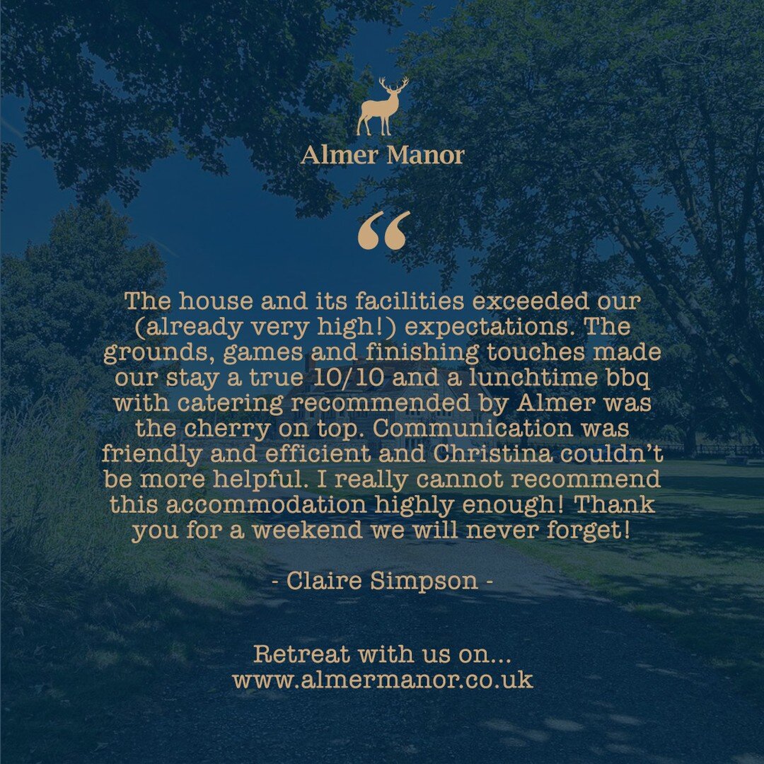 🦌 Thank you so much for the kind words Claire ❤️ 

A huge thank you to everyone who's taken the time to leave us a review from their stay, whilst we think Almer speaks for itself, we're always so happy to hear and read your stories from a magical st