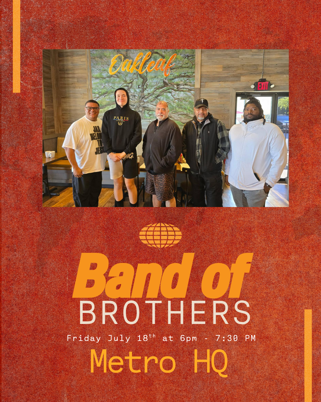 Metro Men’s Night – Friday, July 18 at 6 PM